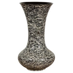 Trumpet Shaped Textured Black and White Splattered Ceramic Planter