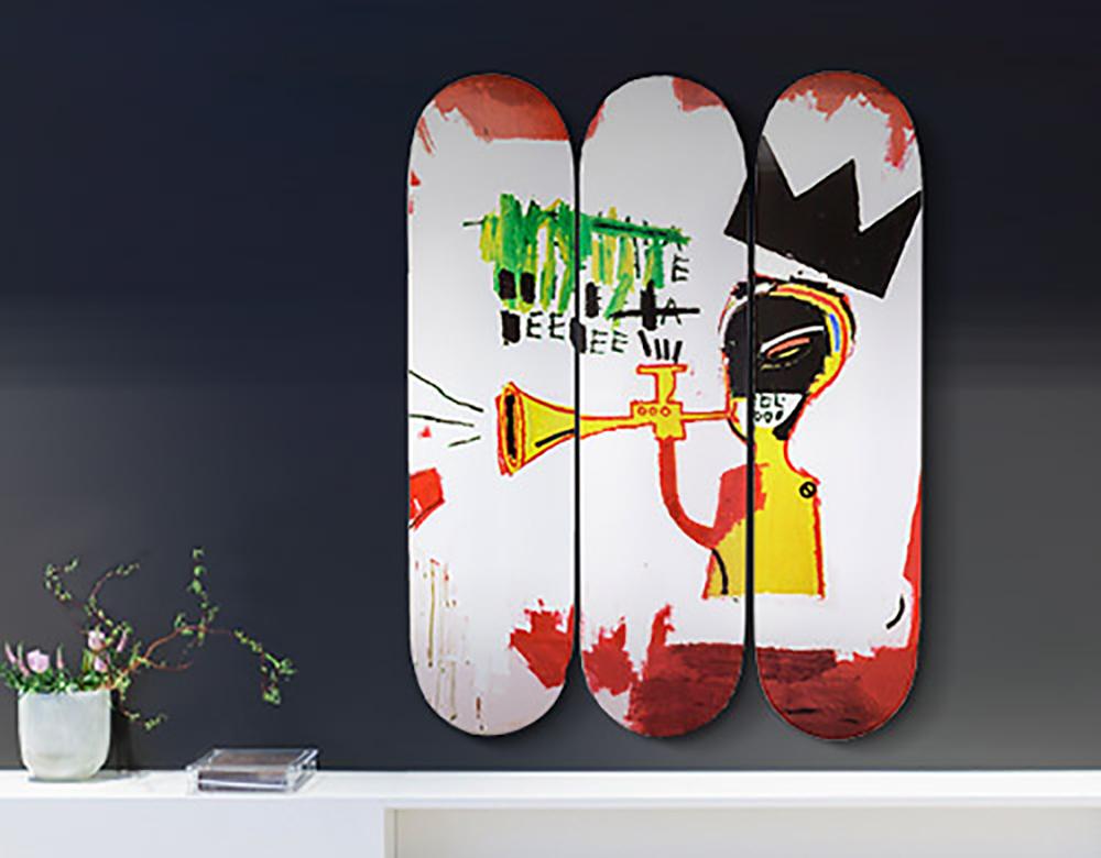 Set of three skateboard decks
7-ply Canadian Maplewood with screen-print
Measure: each deck 31 H x 8 inches
Mounting hardware included
Open edition (screen-printed signature).

Shipping note: This item ships from Belgium. Please allow 5-7