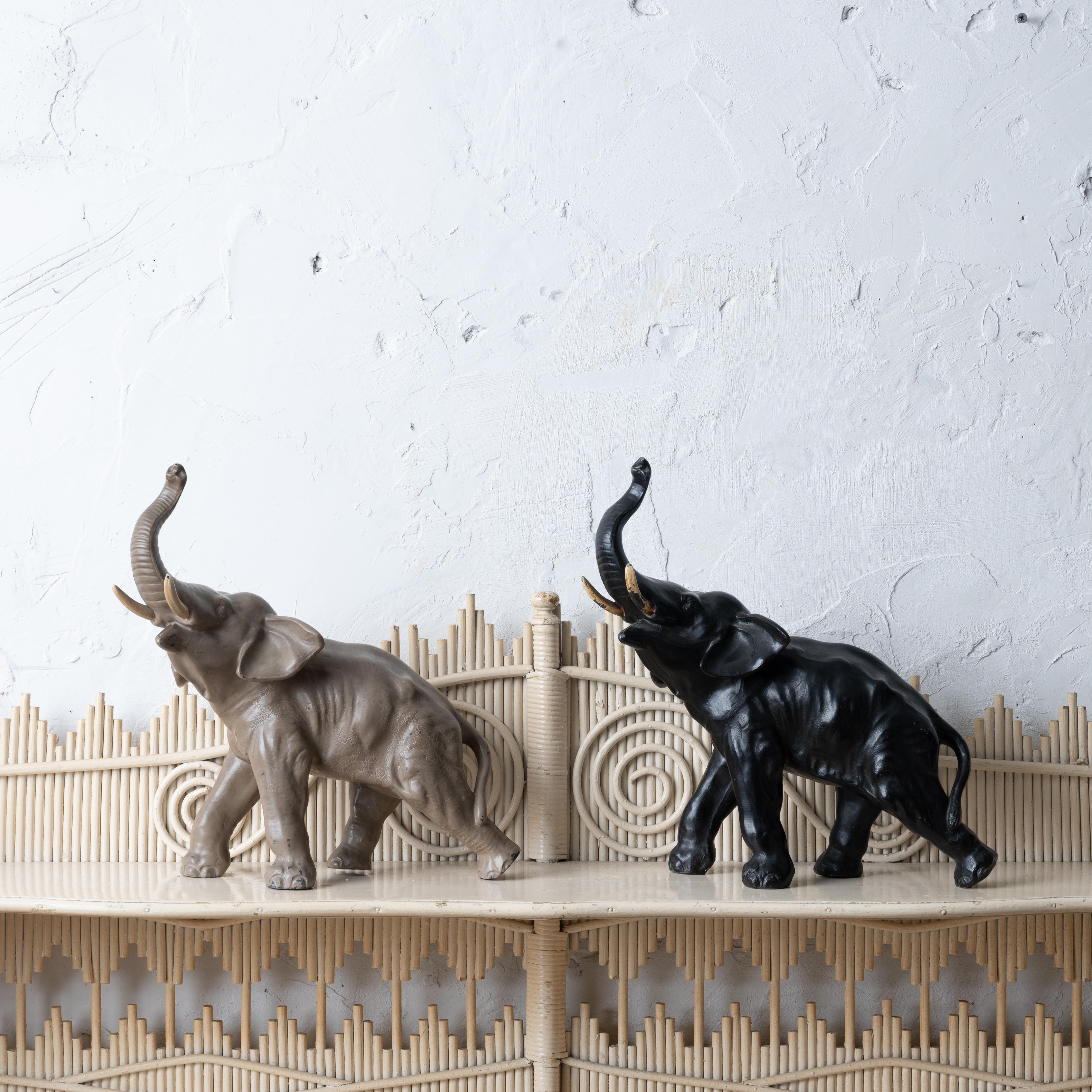 Industrial Trumpeting Elephant Doorstops, c.1910s - A Pair For Sale