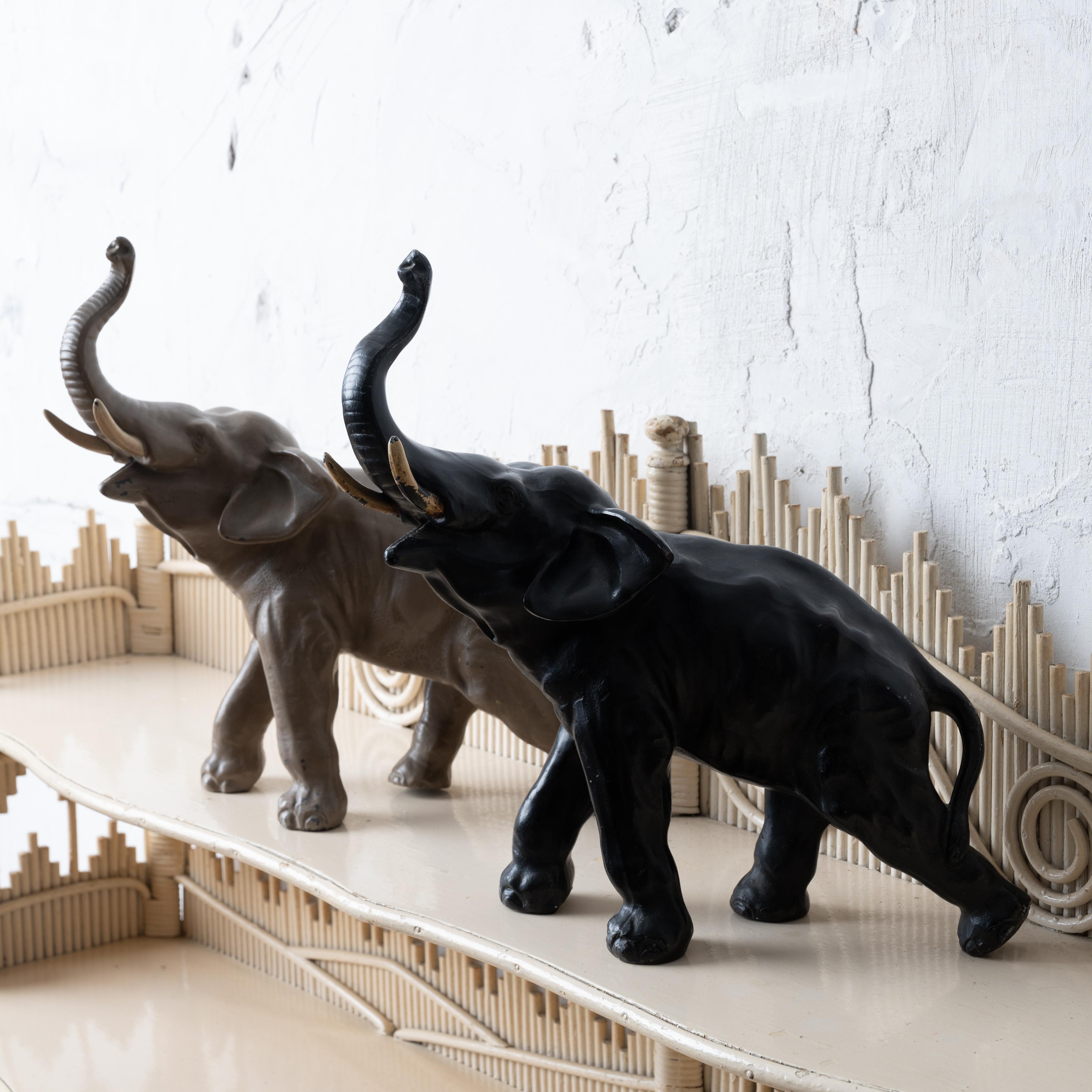 Trumpeting Elephant Doorstops, c.1910s - A Pair In Good Condition For Sale In Savannah, GA