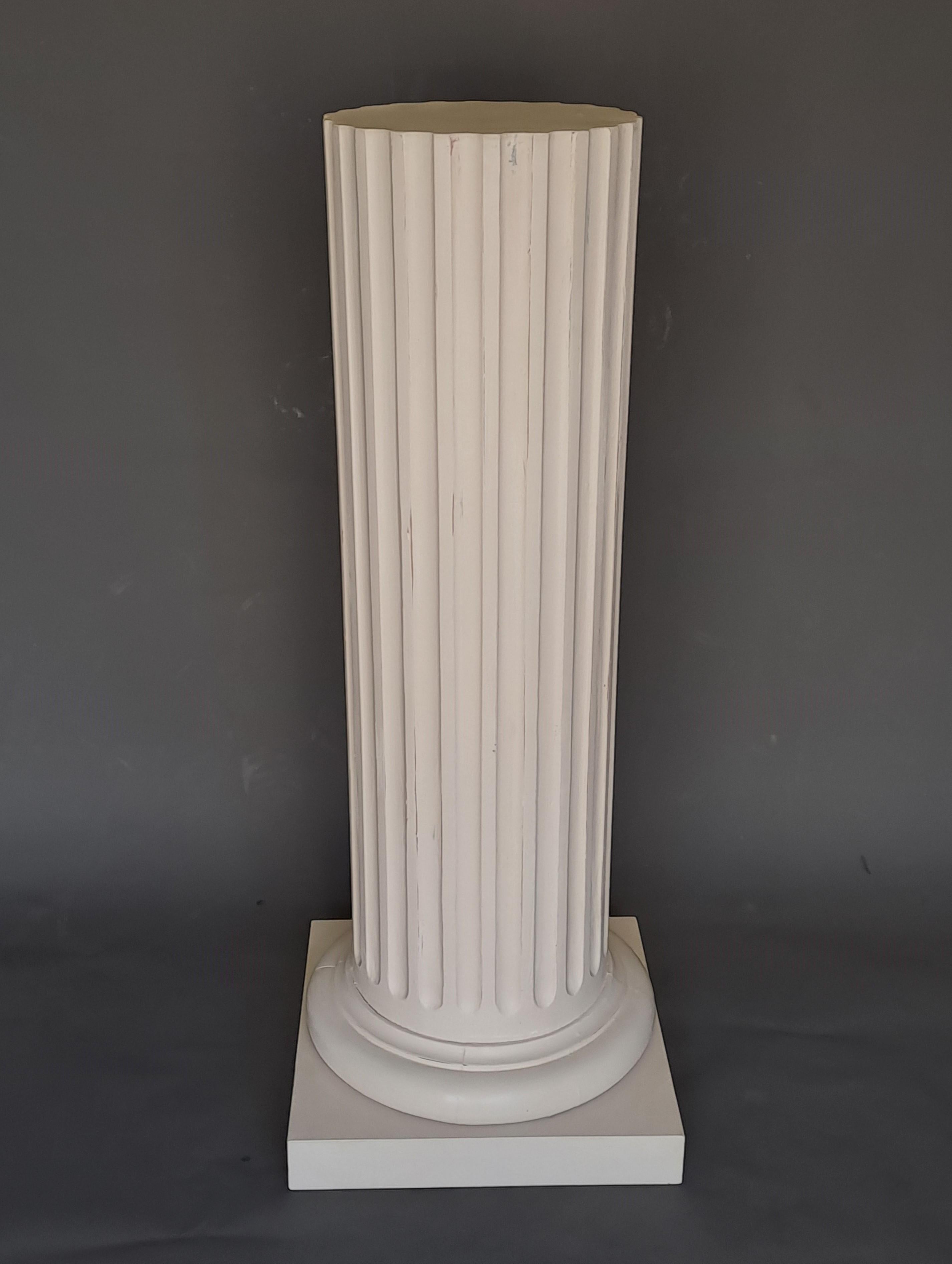 Napoleon III Truncated Column With Flutes In Lacquered Wood For Sale