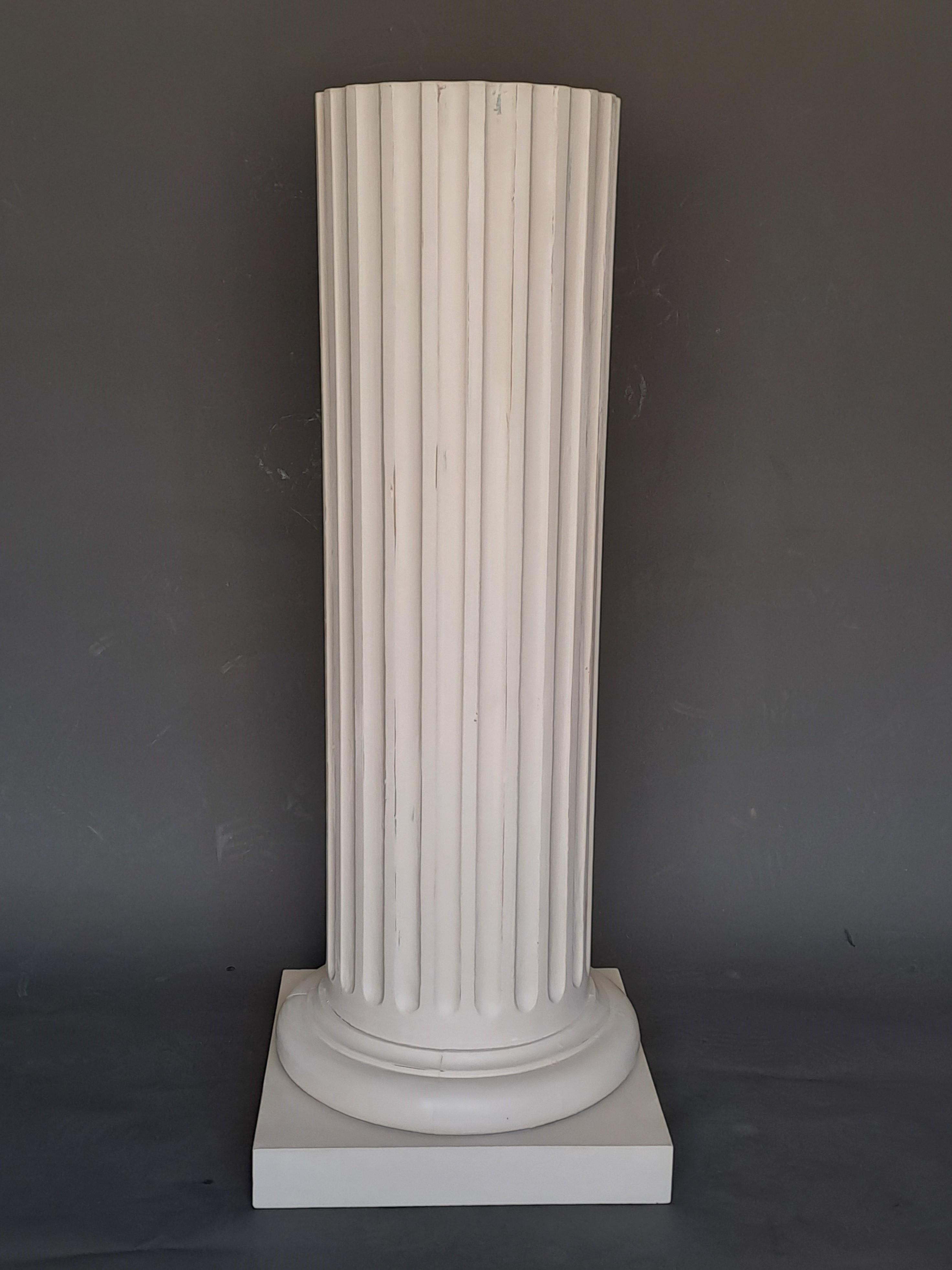 French Truncated Column With Flutes In Lacquered Wood For Sale