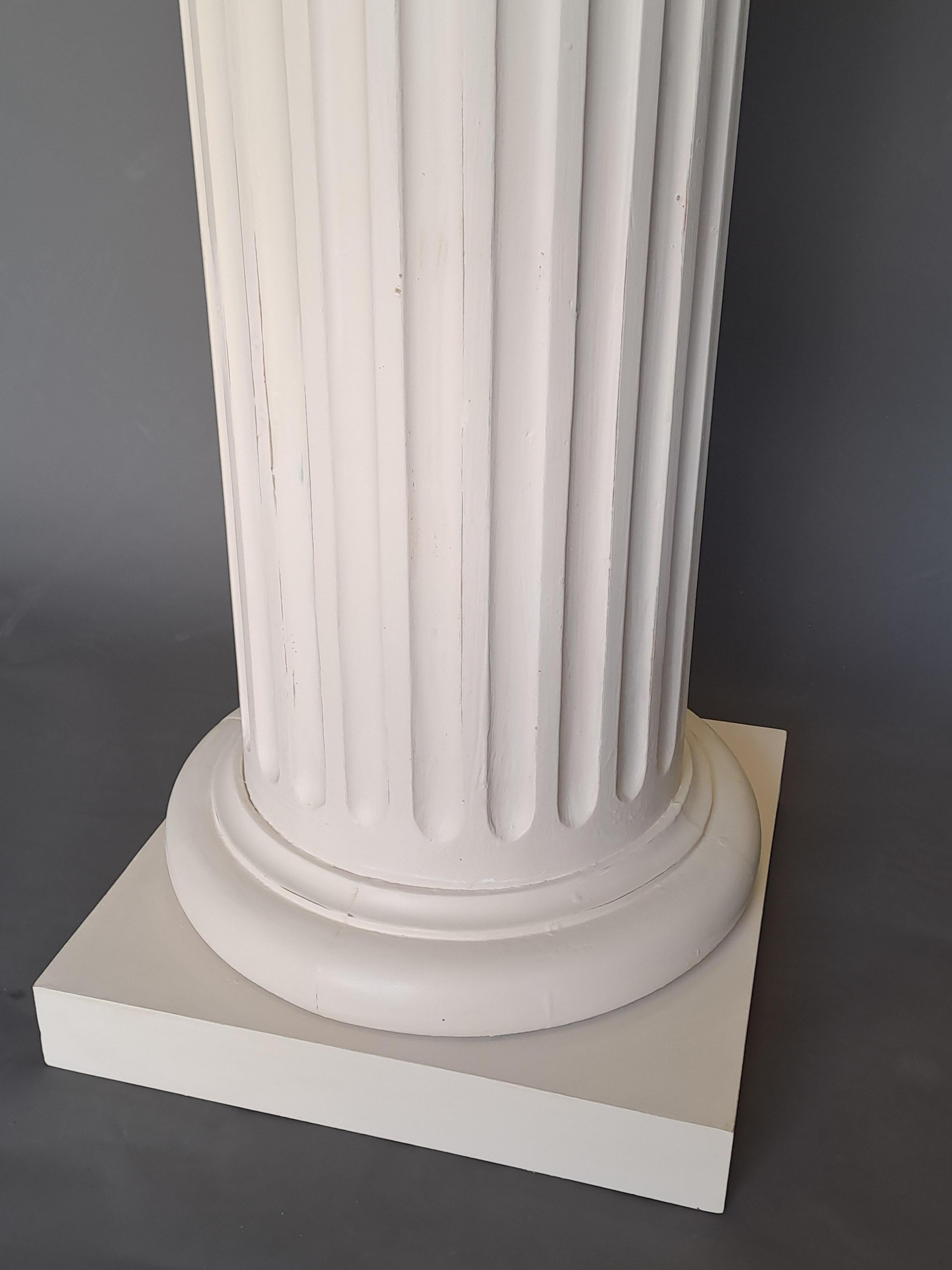 19th Century Truncated Column With Flutes In Lacquered Wood For Sale