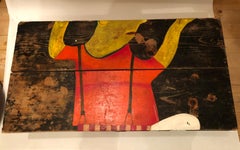 Trunk from 19th Century with Painting from the Artist Vlado Kadnár