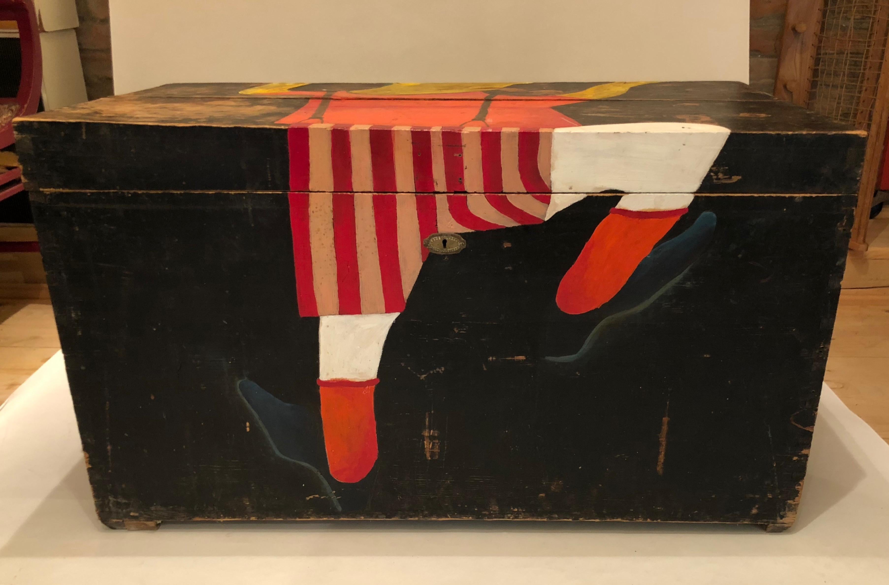 Modern Trunk from 19th Century with Painting from the Artist Vlado Kadnár For Sale
