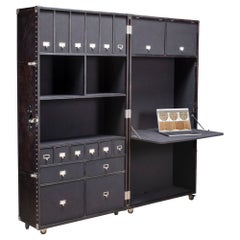 Baule ufficio mobile in pelle nero Restoration Hardware Timothy Oulton