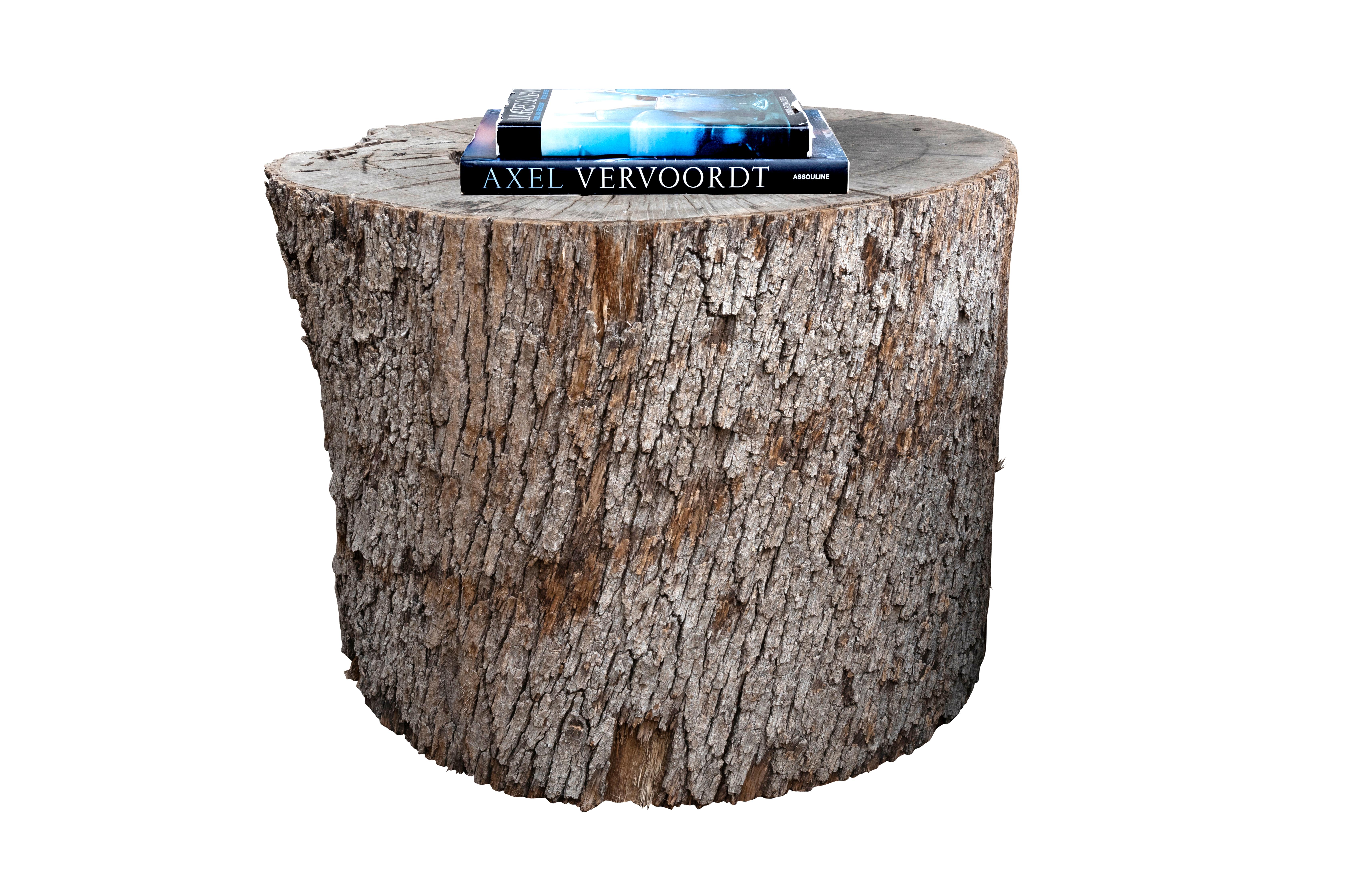 Rustic Trunk Table Base with Bark Exterior For Sale