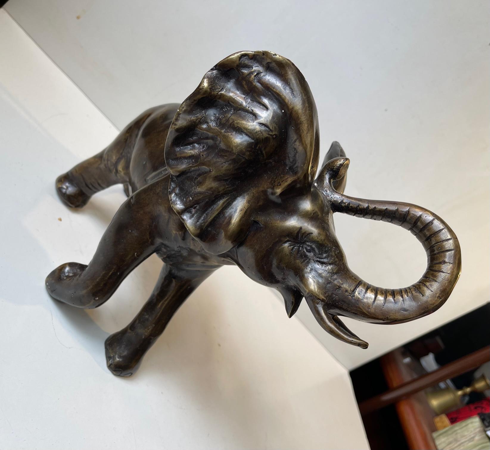 Trunk Up - Vintage Elephant Sculpture in Bronze 4