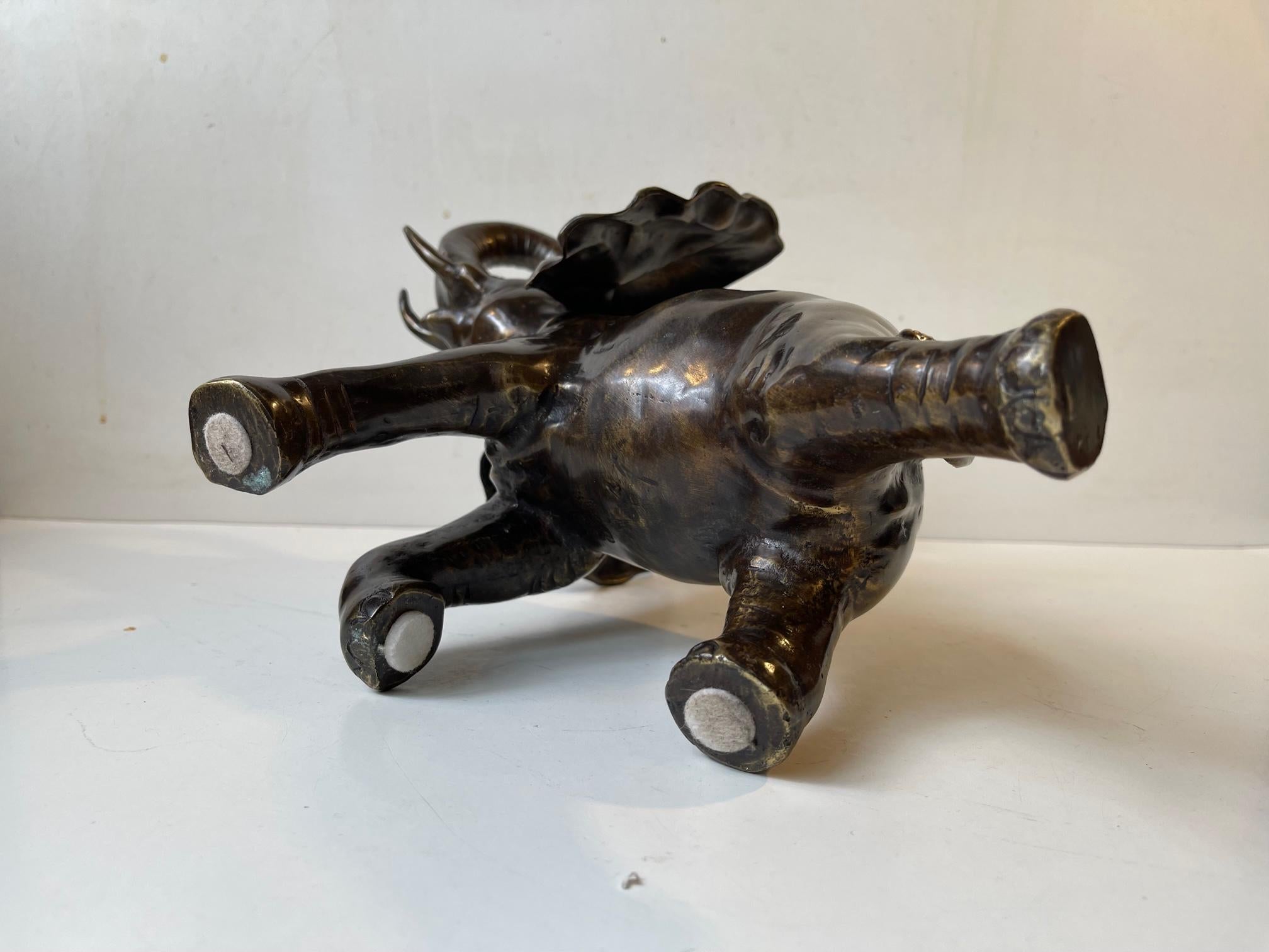 Trunk Up - Vintage Elephant Sculpture in Bronze 6