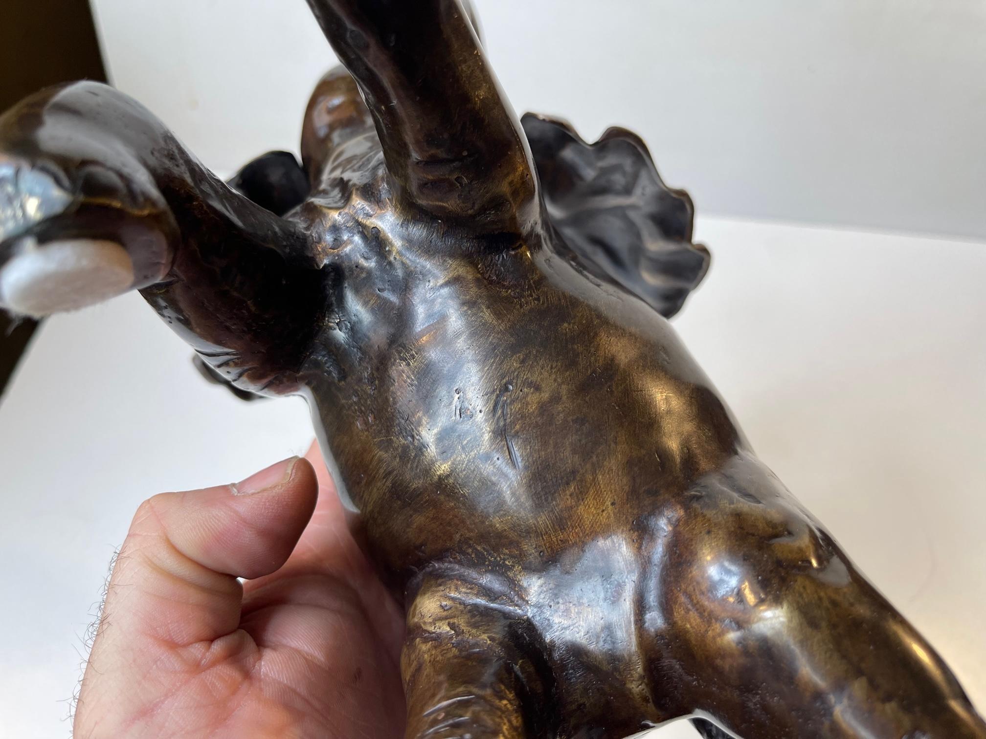 Trunk Up - Vintage Elephant Sculpture in Bronze 8