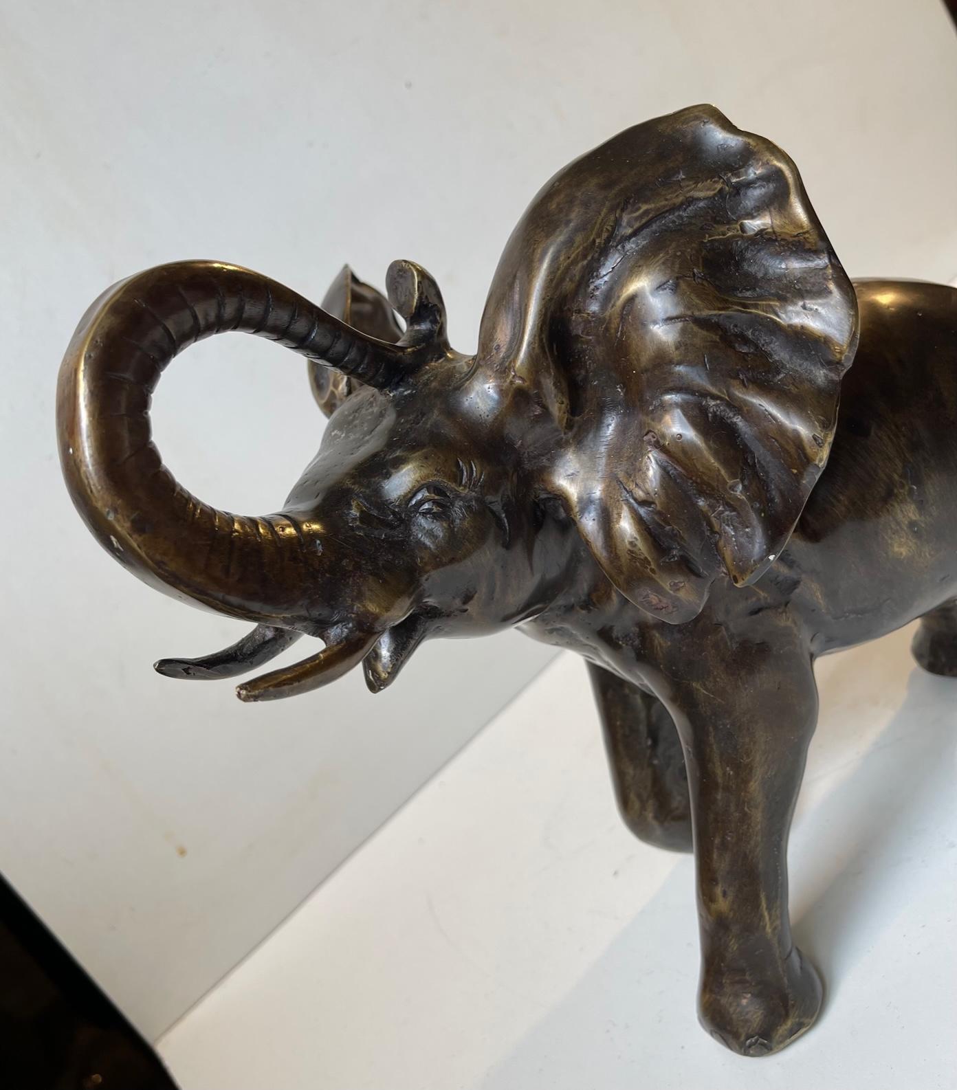 Trunk Up - Vintage Elephant Sculpture in Bronze 2