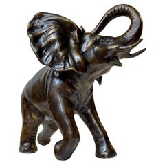 Trunk Up - Vintage Elephant Sculpture in Bronze