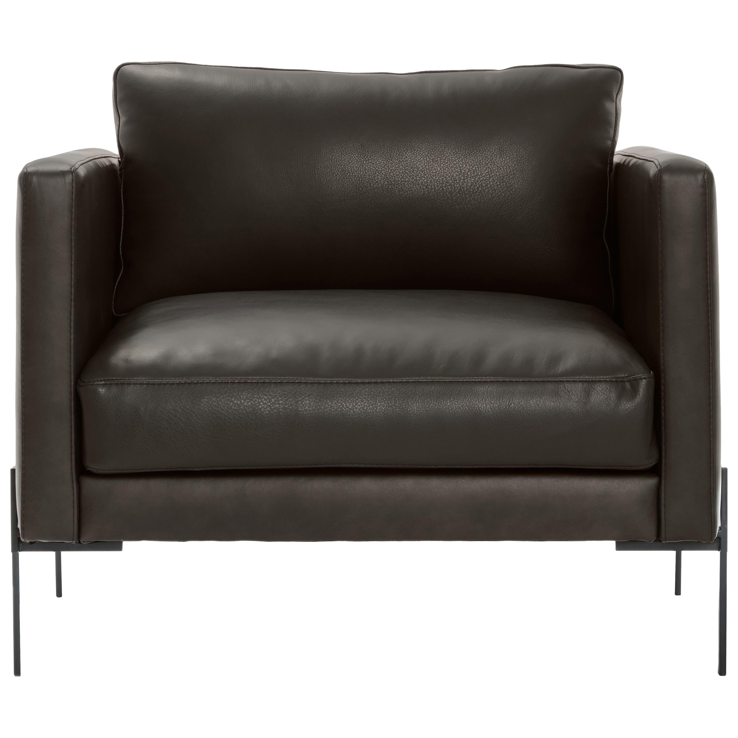 Truss Armchair in Ebony Leather and Powder-Coated Steel by TRNK For Sale