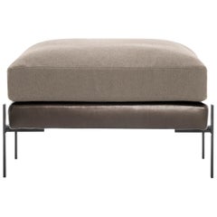 Truss Ottoman in Mixed-Media Greige and Ash Fabric by TRNK