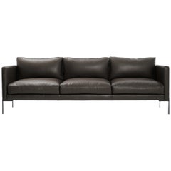 Truss Sofa in Ebony Leather and Powder-Coated Steel by TRNK