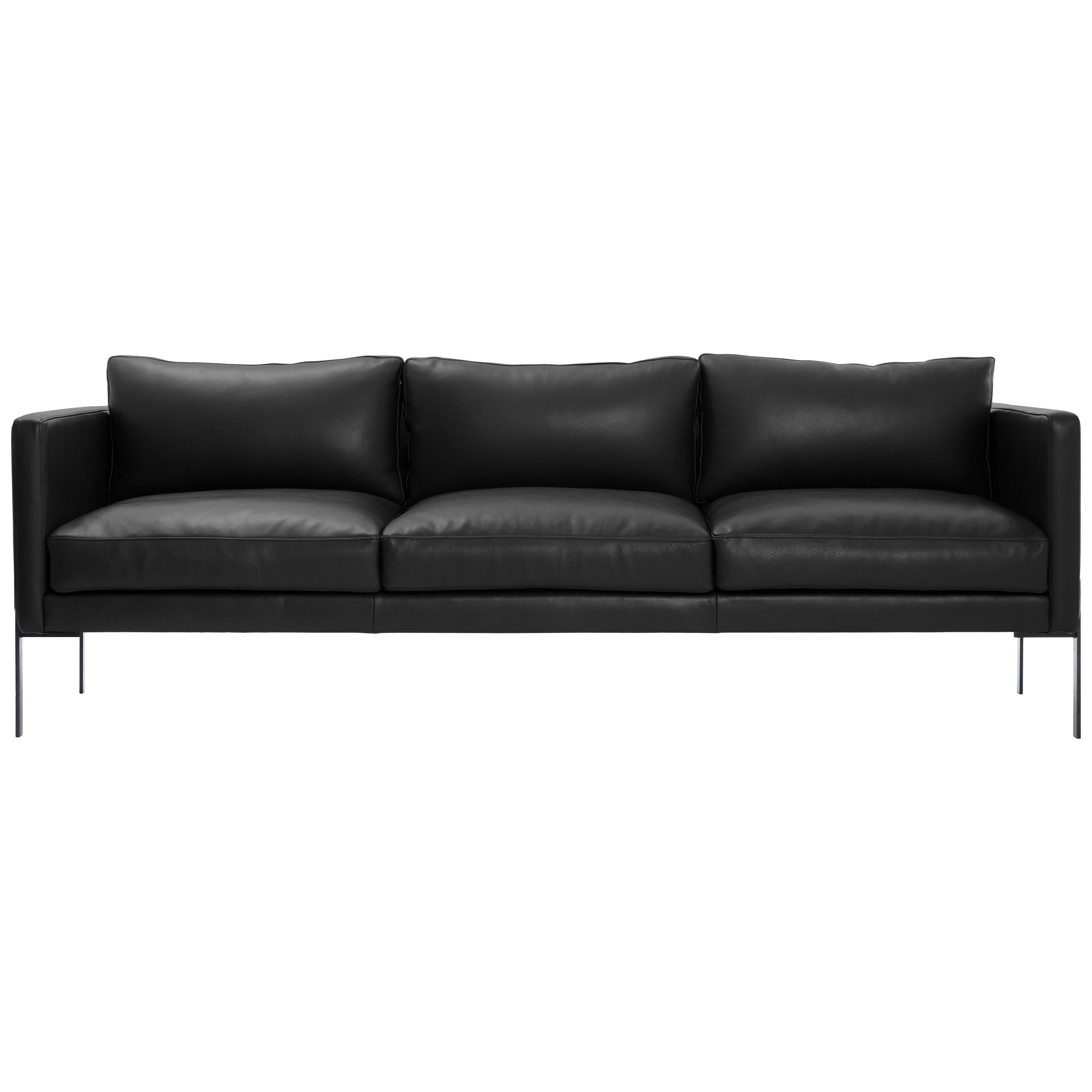 Truss Sofa in Liquorice Leather and Powder-Coated Steel by TRNK For Sale