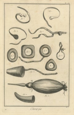 Truss Springs and Bladder Syringe, Diderot Chirurgie Plate VII, circa 1772