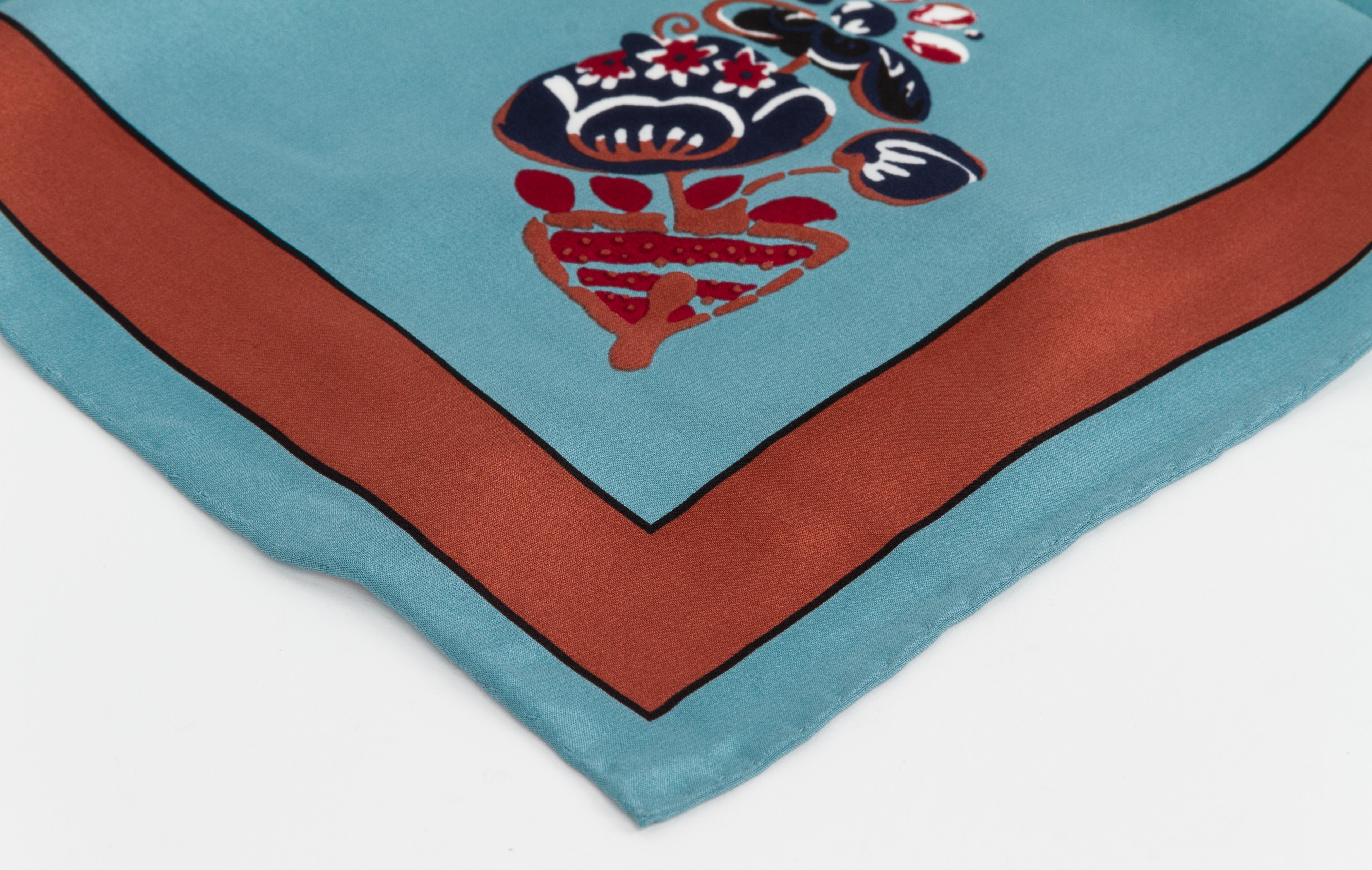 Women's or Men's Trussardi Avio/Brown Silk NEW Scarf For Sale