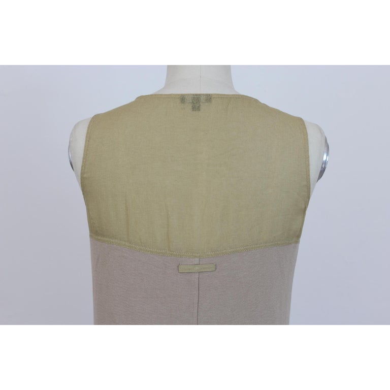 Trussardi Beige Cotton Long Tunic Cocktail Dress In Good Condition For Sale In Brindisi, Bt