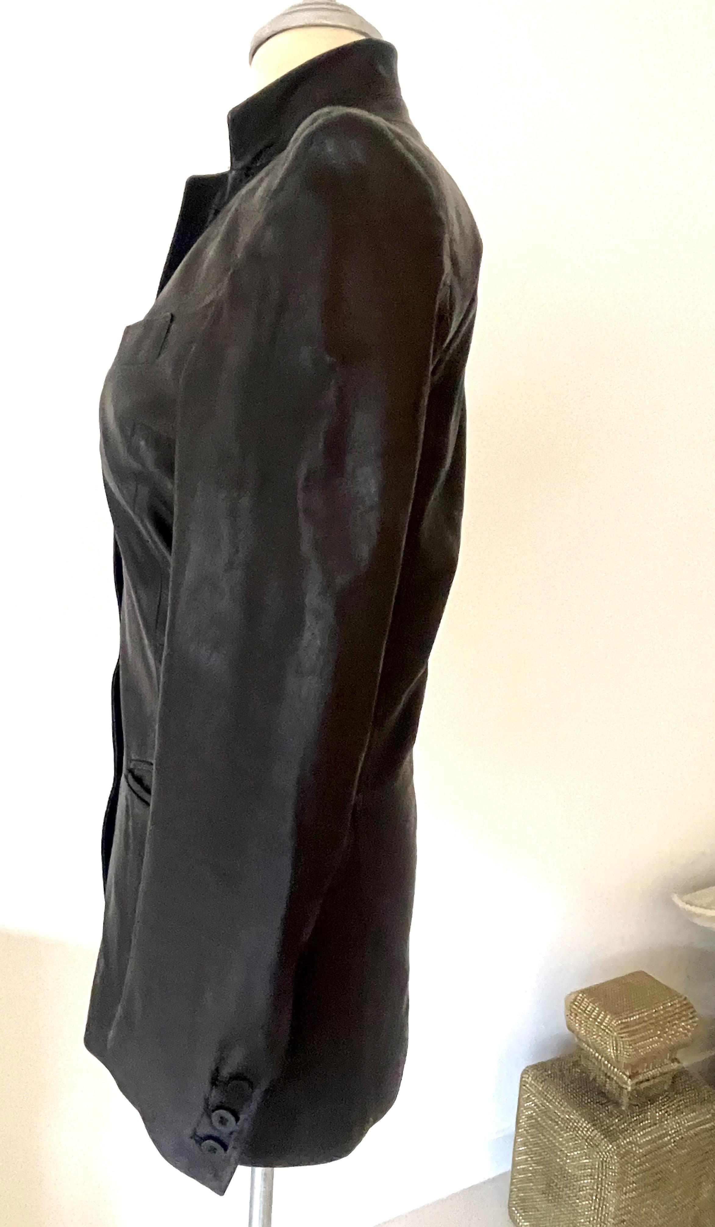 Trussardi Blazer Black Leather 90s For Sale 1
