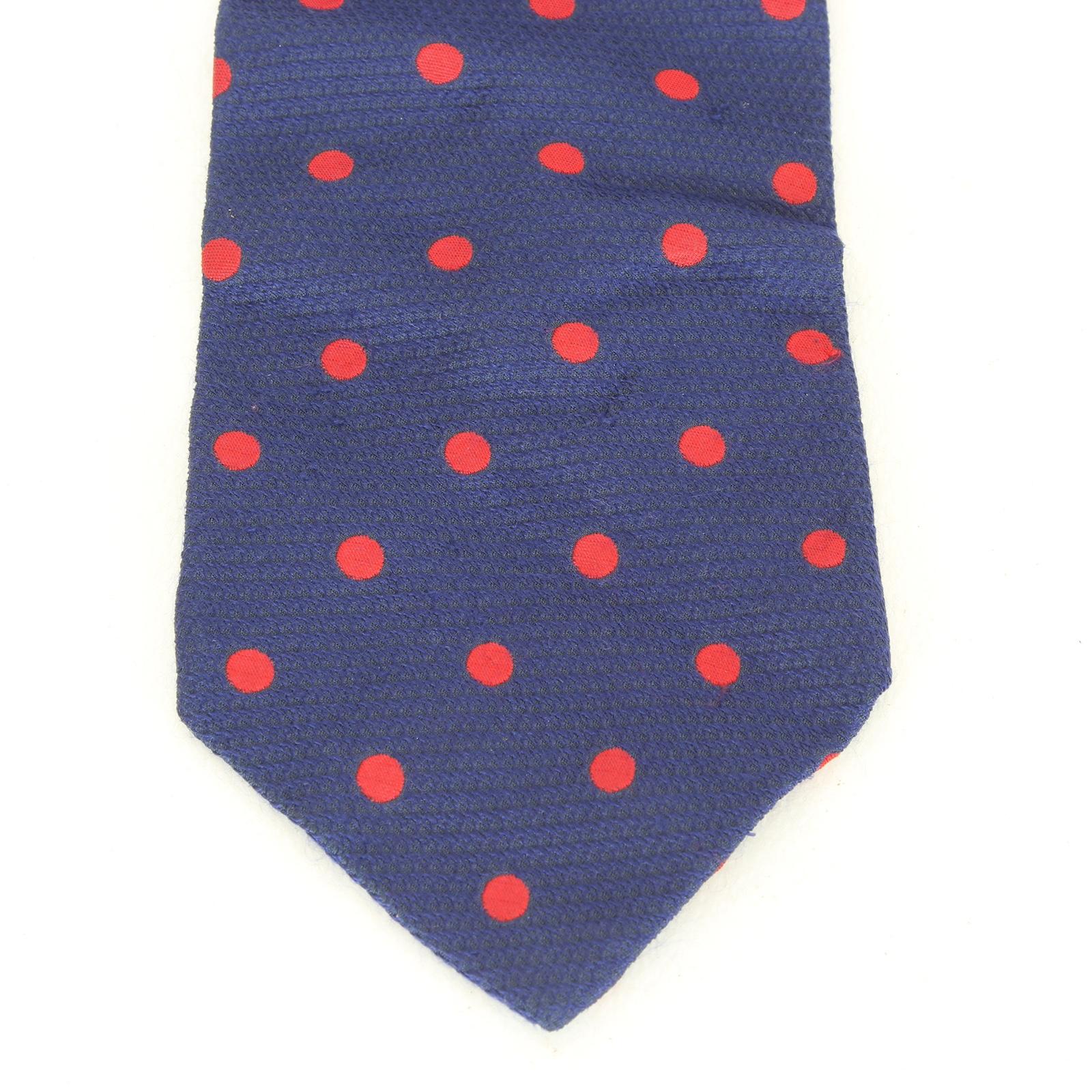 Cravate à pois en soie bleue rouge de Trussardi Vintage 1990 en vente 1