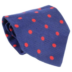 Trussardi Blue Red Silk Polka Dot Tie Retro 1990s