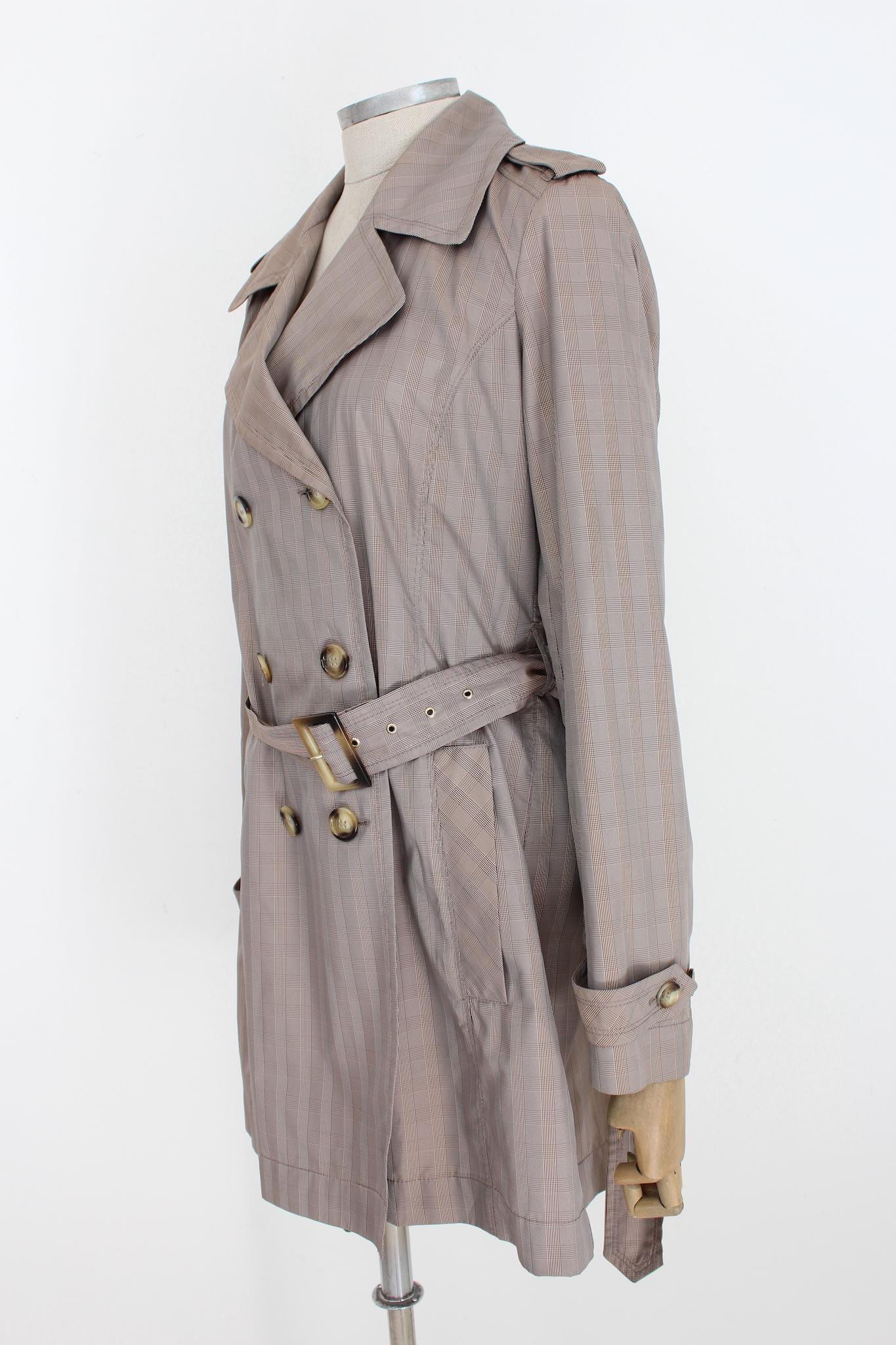 Trussardi Brown Beige Double Breasted Trench Coat In Excellent Condition For Sale In Brindisi, Bt