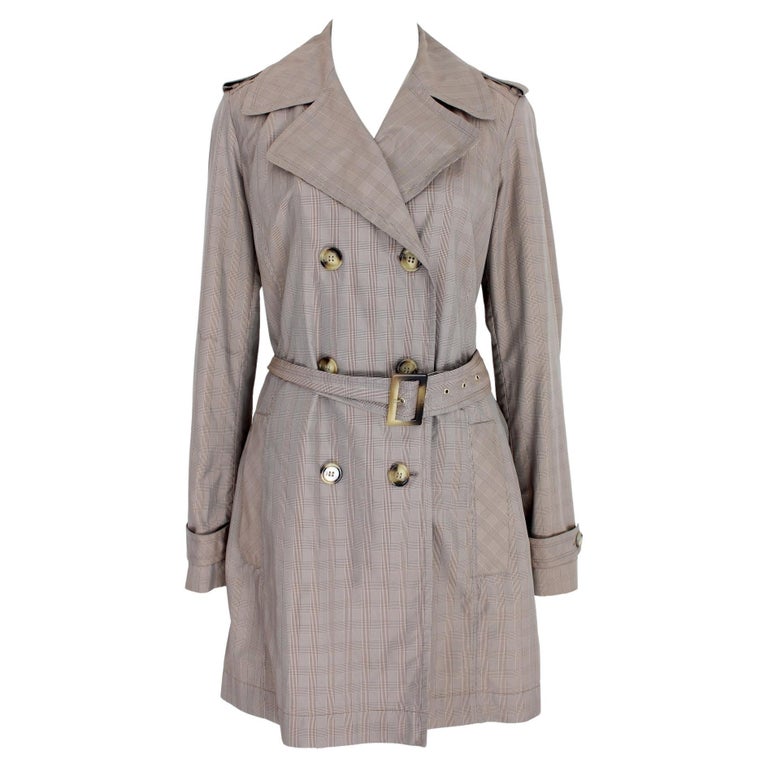 Trussardi Brown Beige Double Breasted Trench Coat For Sale at 1stDibs