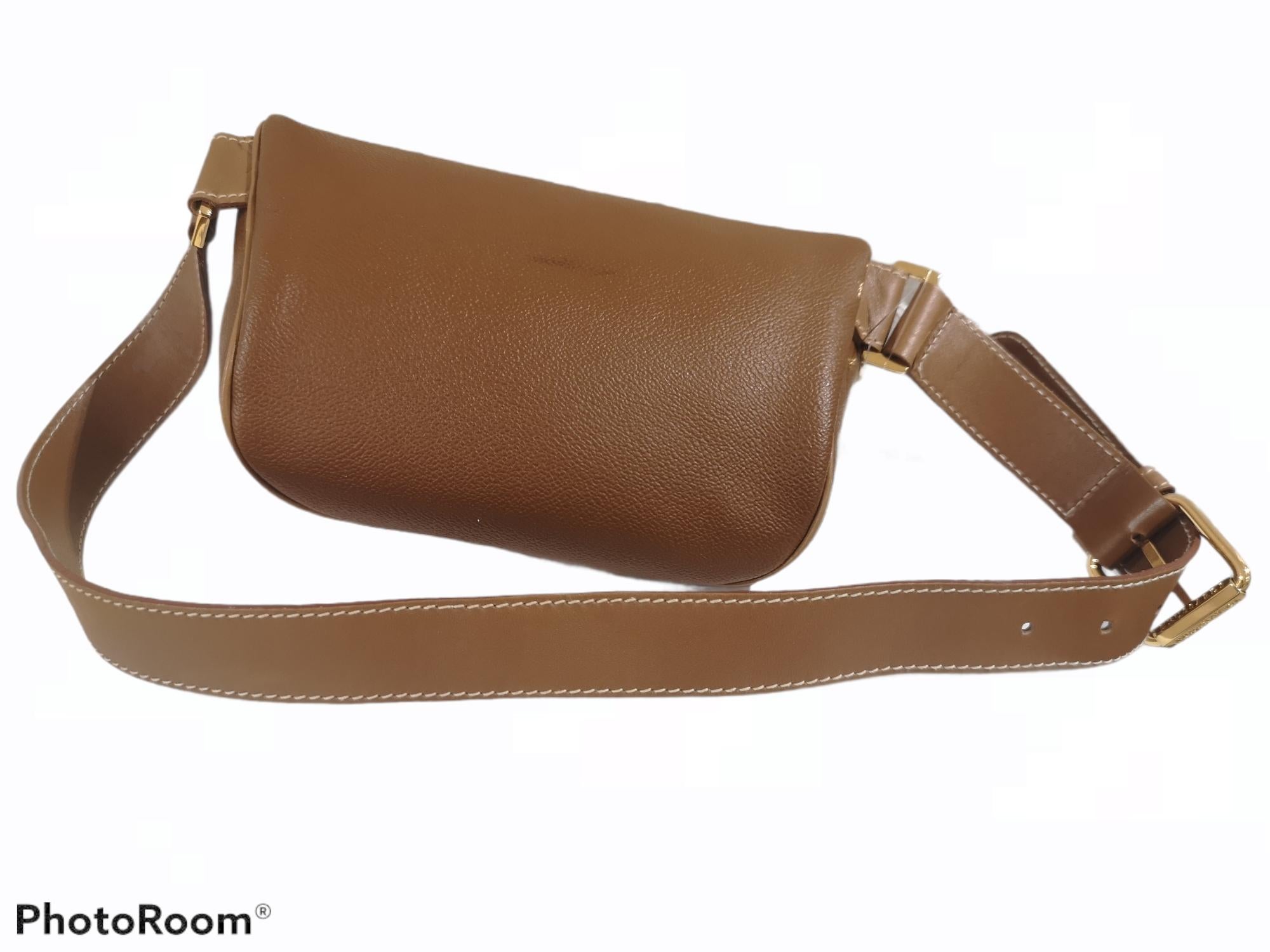 Brown Trussardi brown leather fanny pack  For Sale
