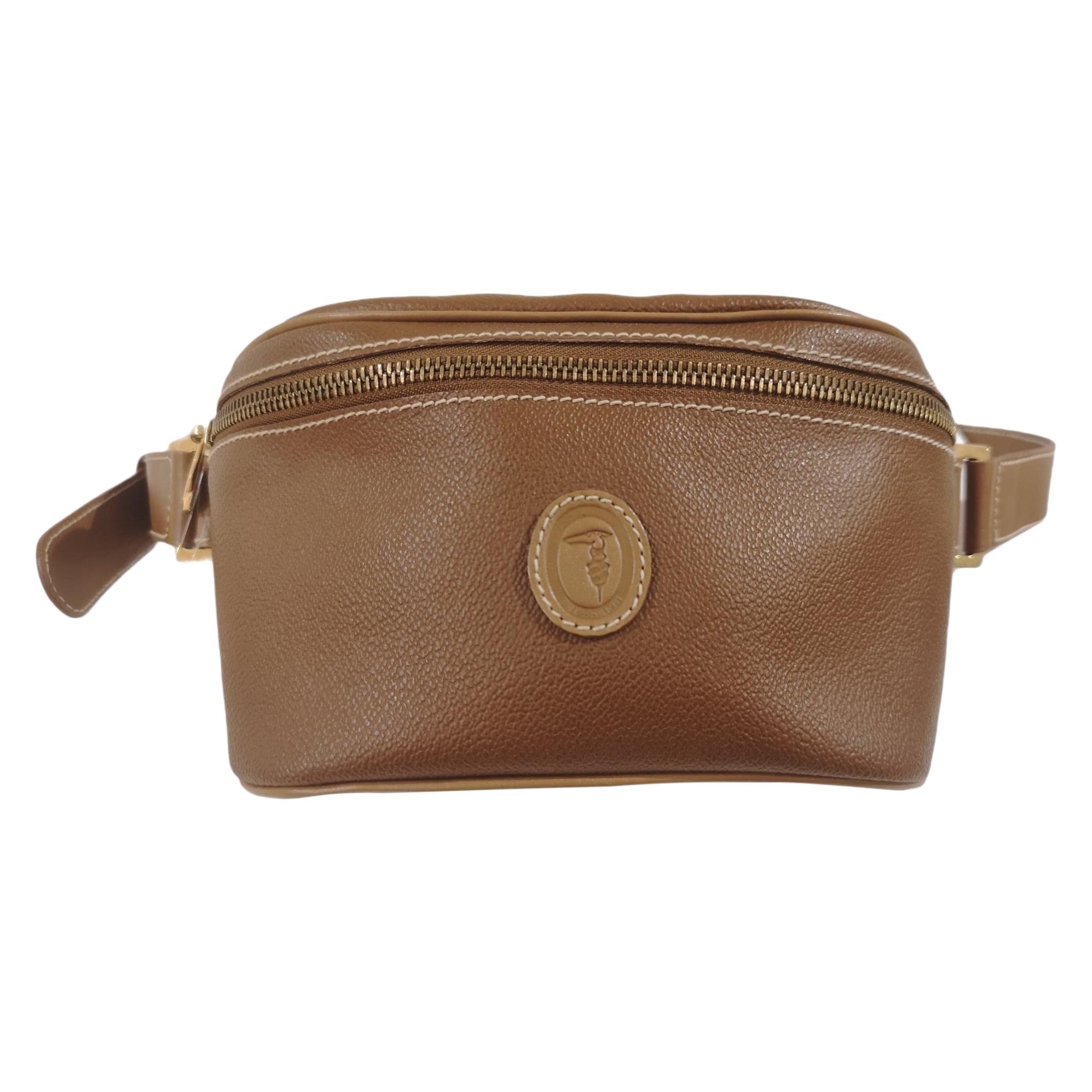 Trussardi brown leather fanny pack  For Sale