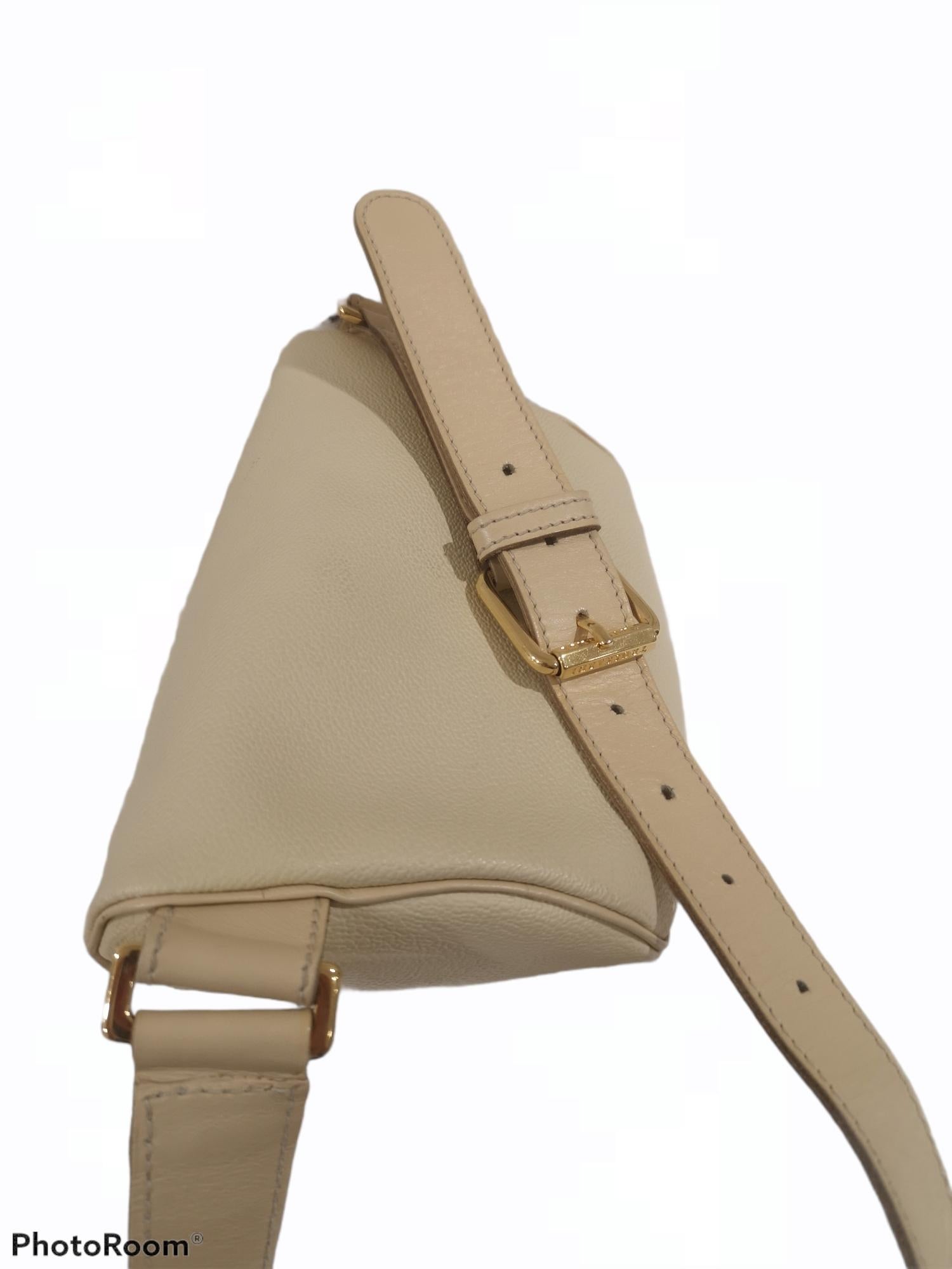 beige leather fanny pack
