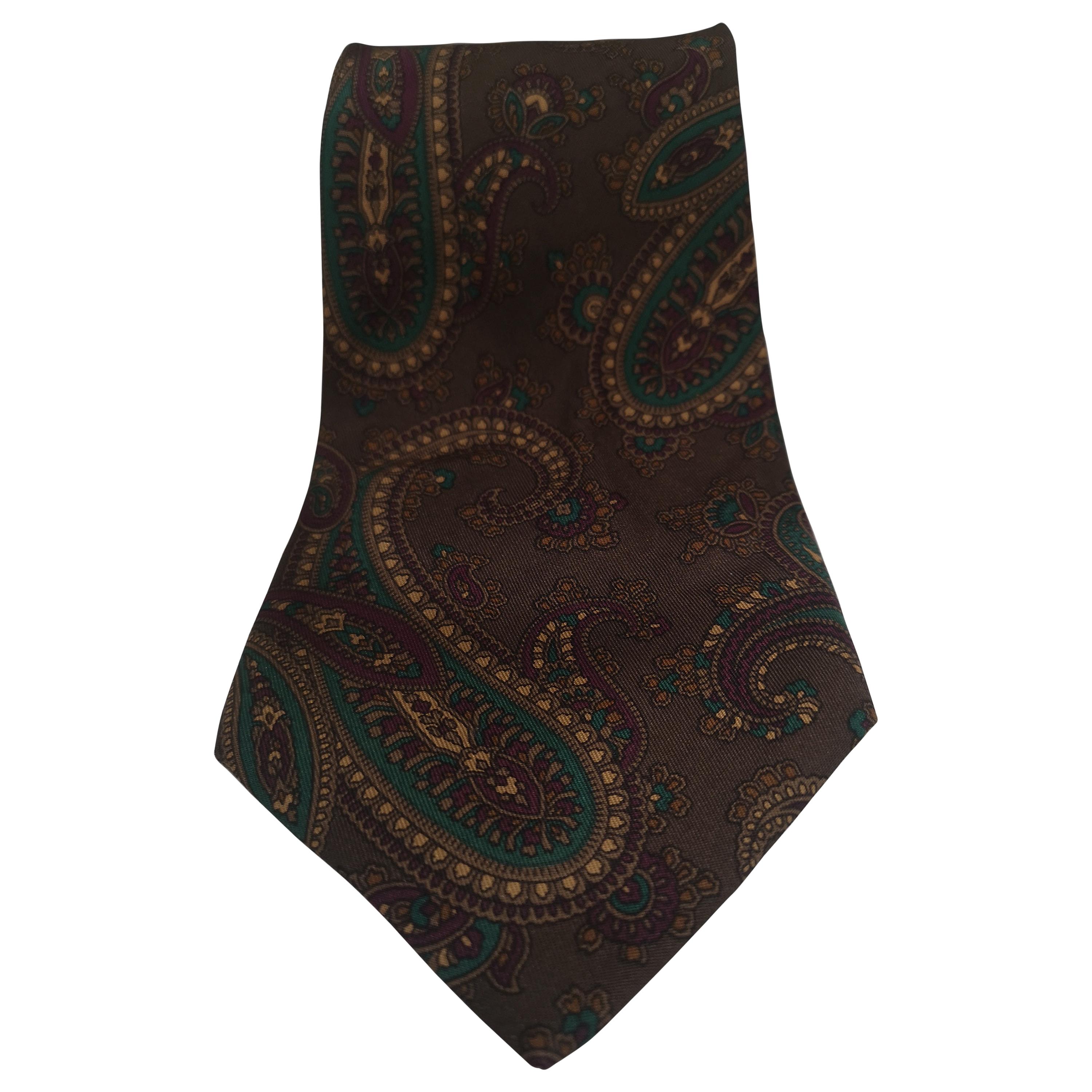 Trussardi dark green multicoloured silk tie