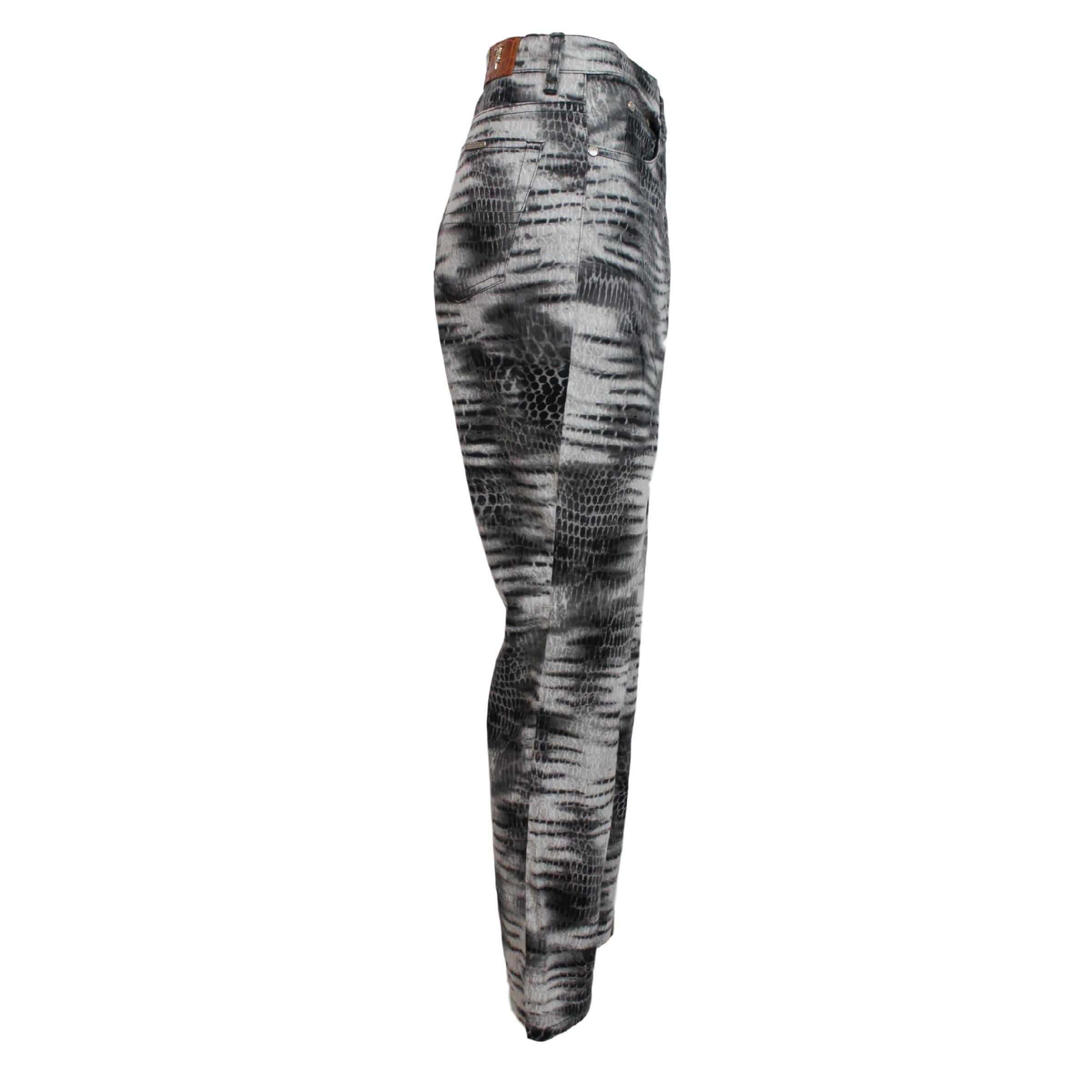 Trussardi - Pantalon Capri en coton à pois - Gris et noir en vente 1
