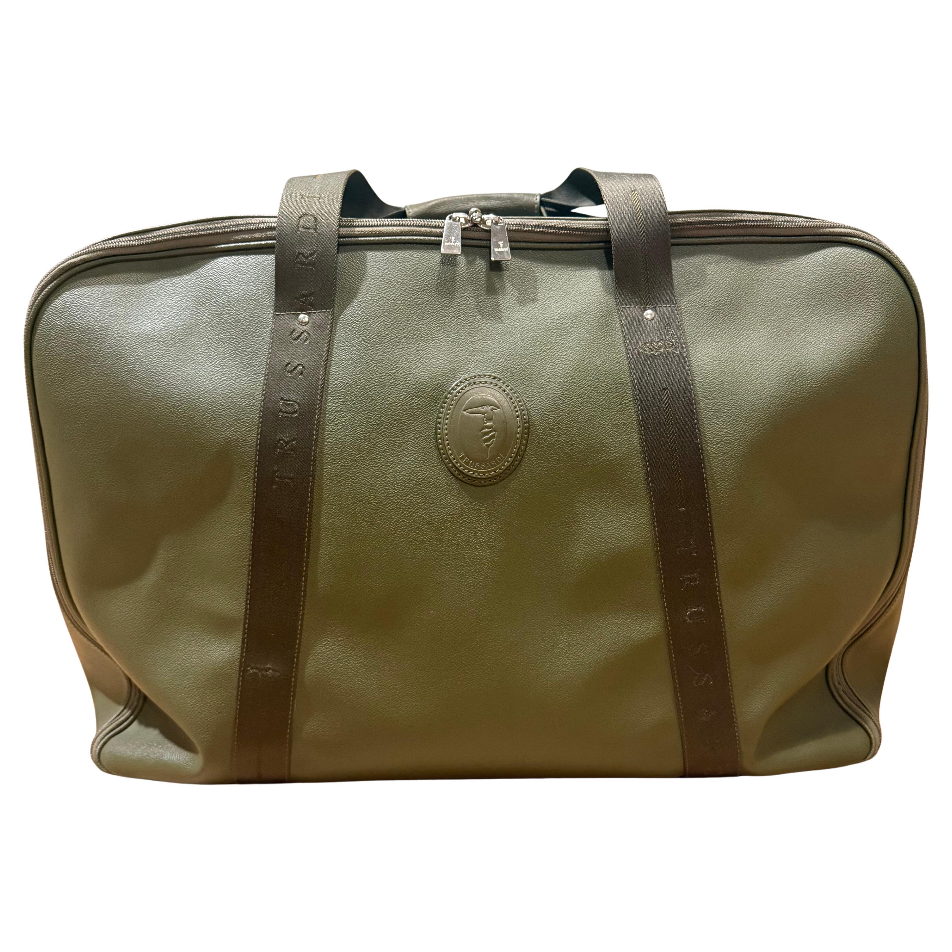 Trussardi Green Leather Soft Travel Bag