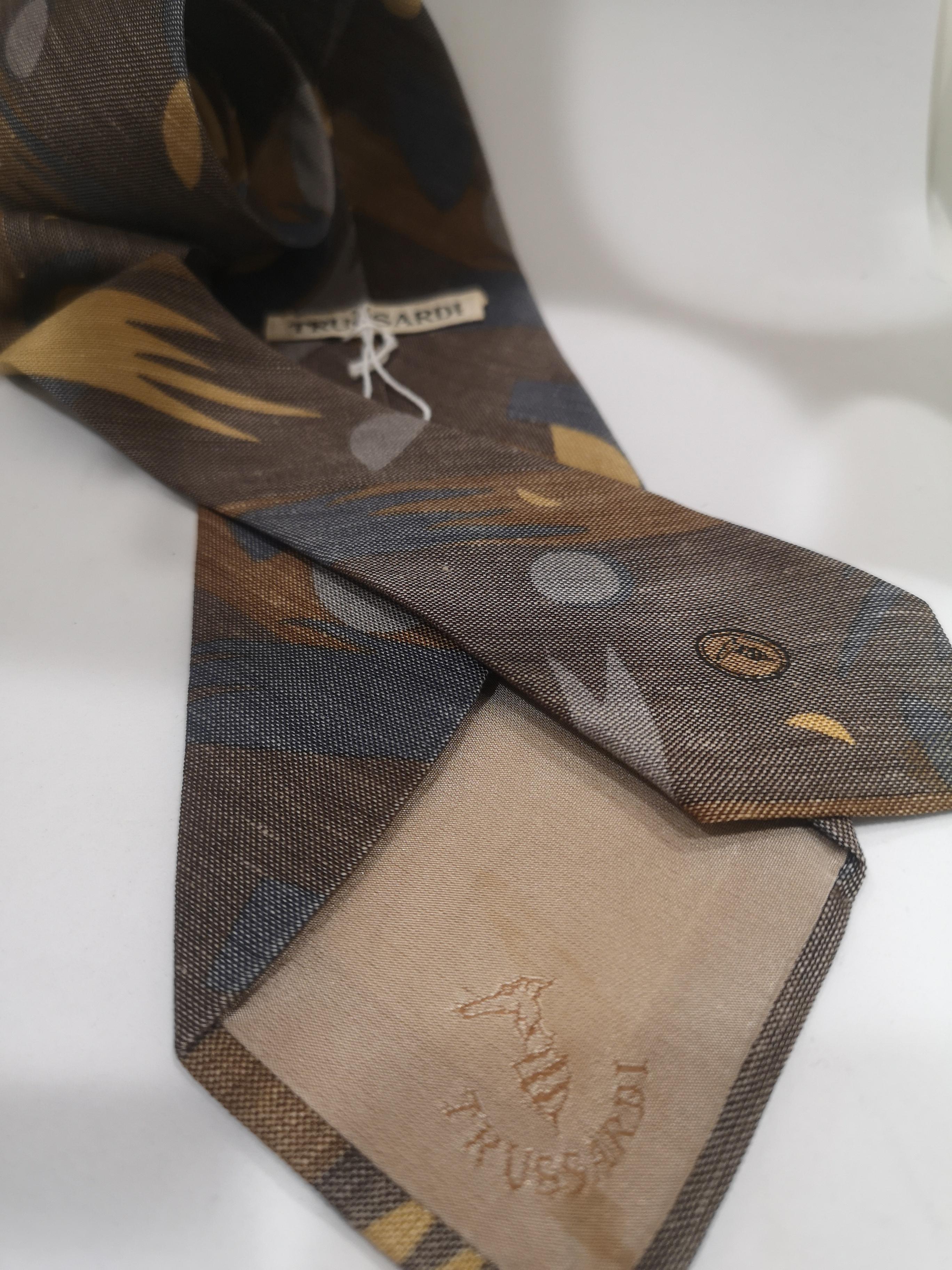 Black Trussardi grey multicoloured silk tie