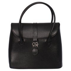 Trussardi Italy Bag Black Textured Leather Top Handle Tote New Old Stock 