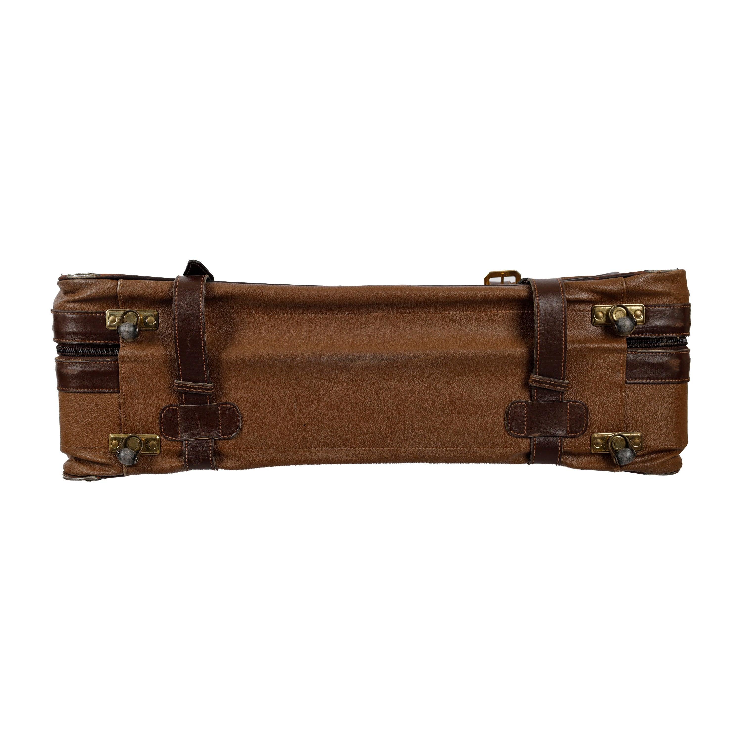 Brown Trussardi Large Leather Luggage - '90s For Sale
