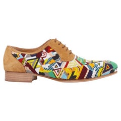 TRUSSARDI mocasines de vestir de piel de ante marrón con abalorios multicolor EU43