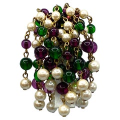 Trussardi Red, Blue and Pearl Bead Fringe Brooch