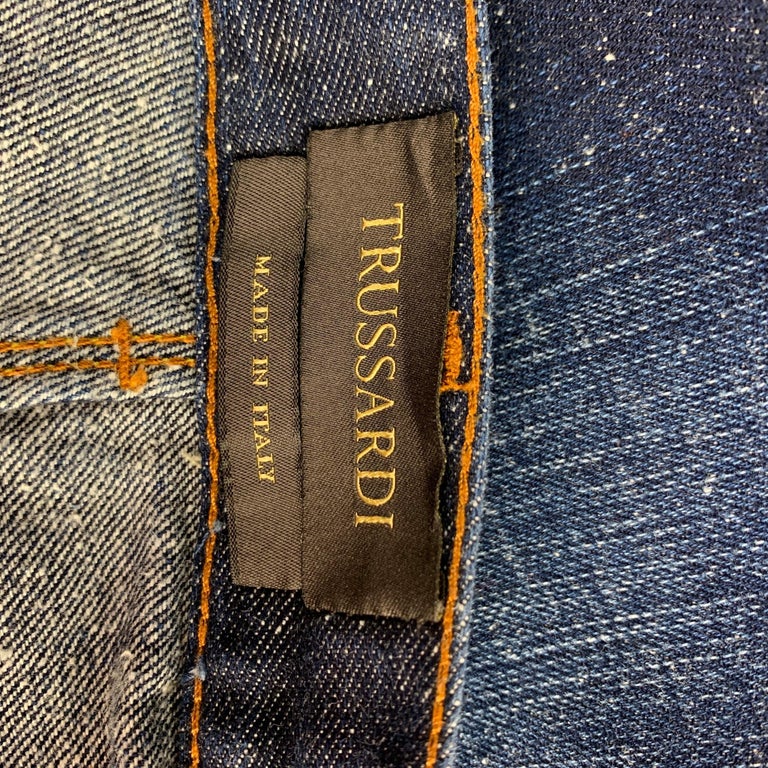 TRUSSARDI Size 30 Indigo Selvedge Denim Zip Fly 370 Close Fit Jeans For  Sale at 1stDibs