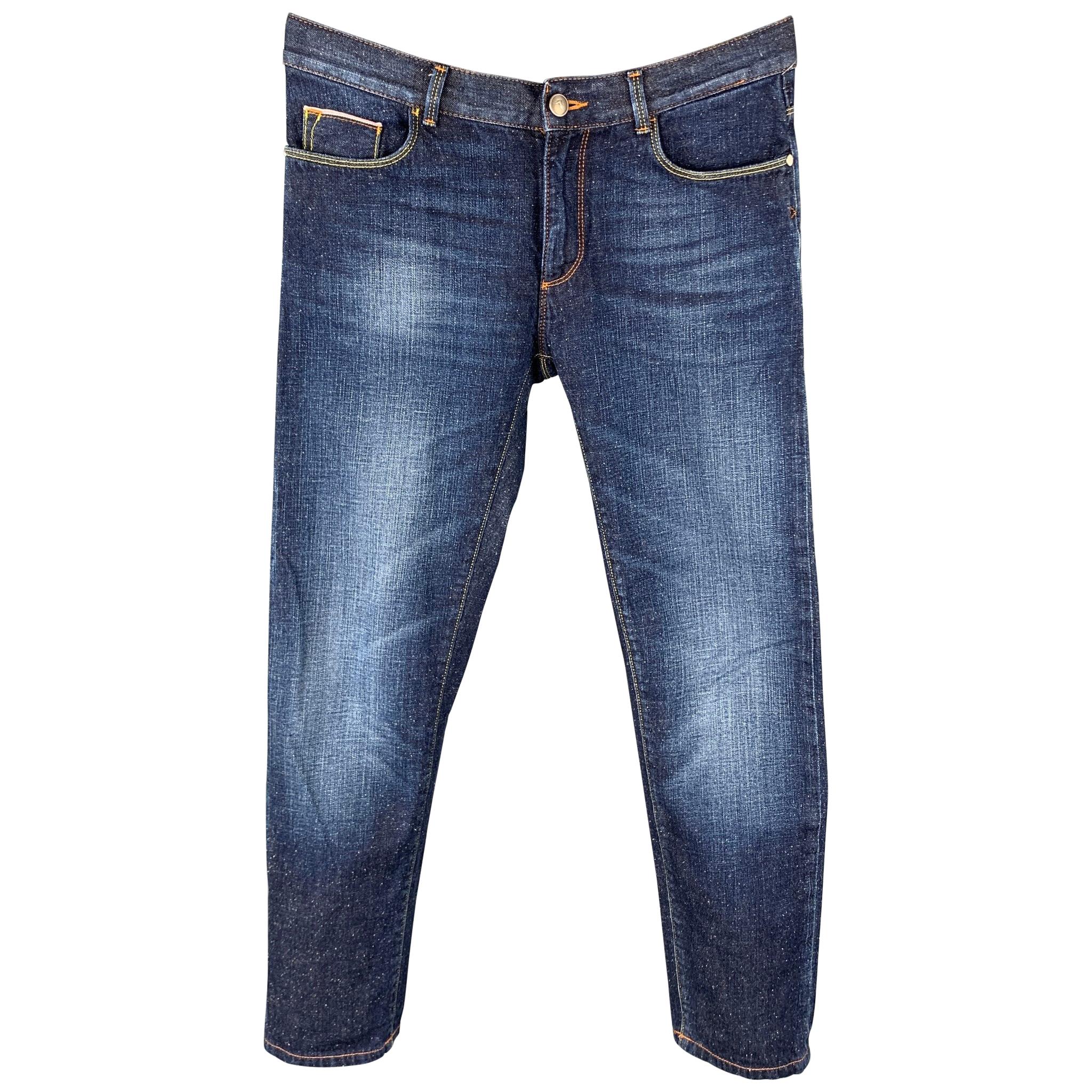 TRUSSARDI Size 30 Indigo Selvedge Denim Zip Fly 370 Close Fit Jeans at  1stDibs