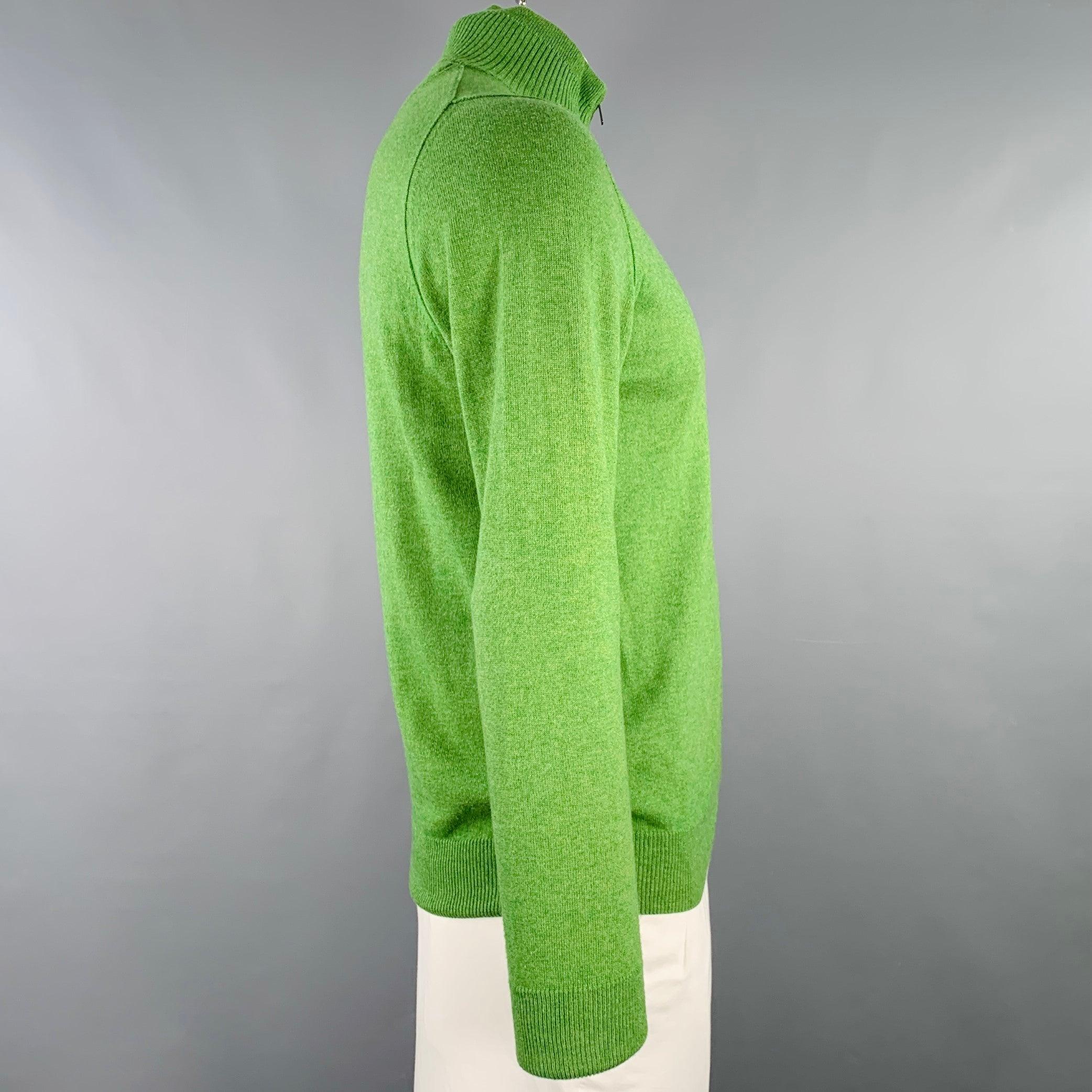 TRUSSARDI Size L Green Wool Blend Zip Up Cardigan In Excellent Condition For Sale In San Francisco, CA