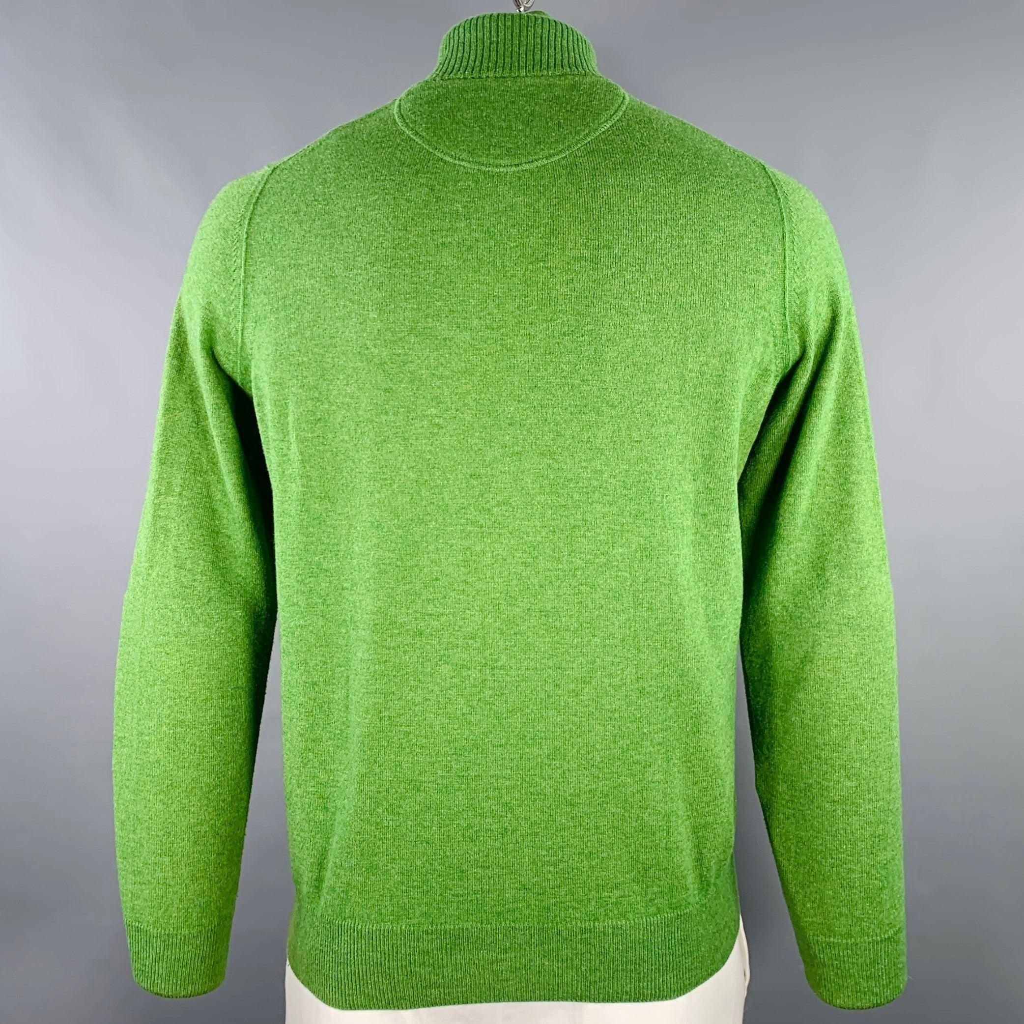 Men's TRUSSARDI Size L Green Wool Blend Zip Up Cardigan For Sale