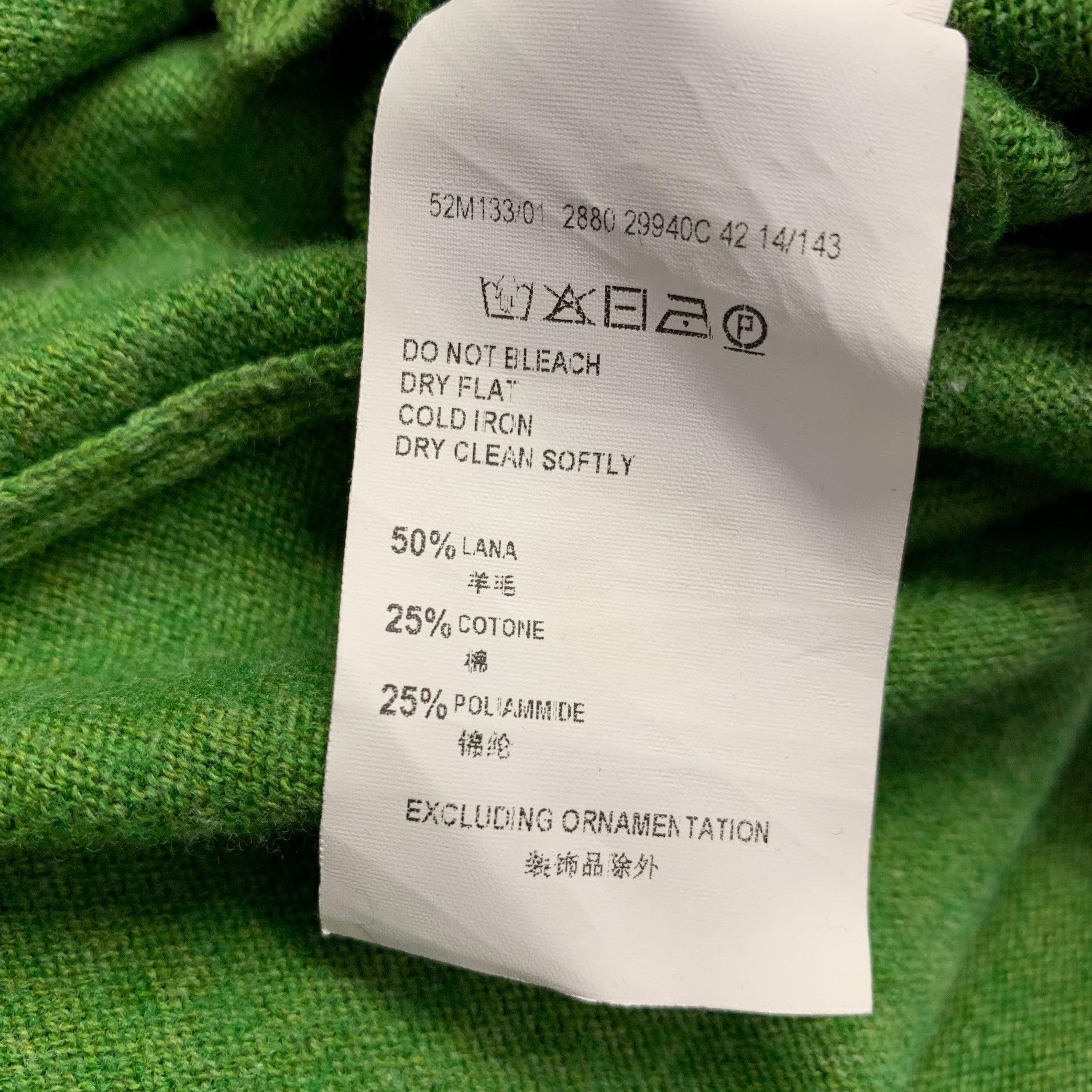 TRUSSARDI Size L Green Wool Blend Zip Up Cardigan For Sale 2