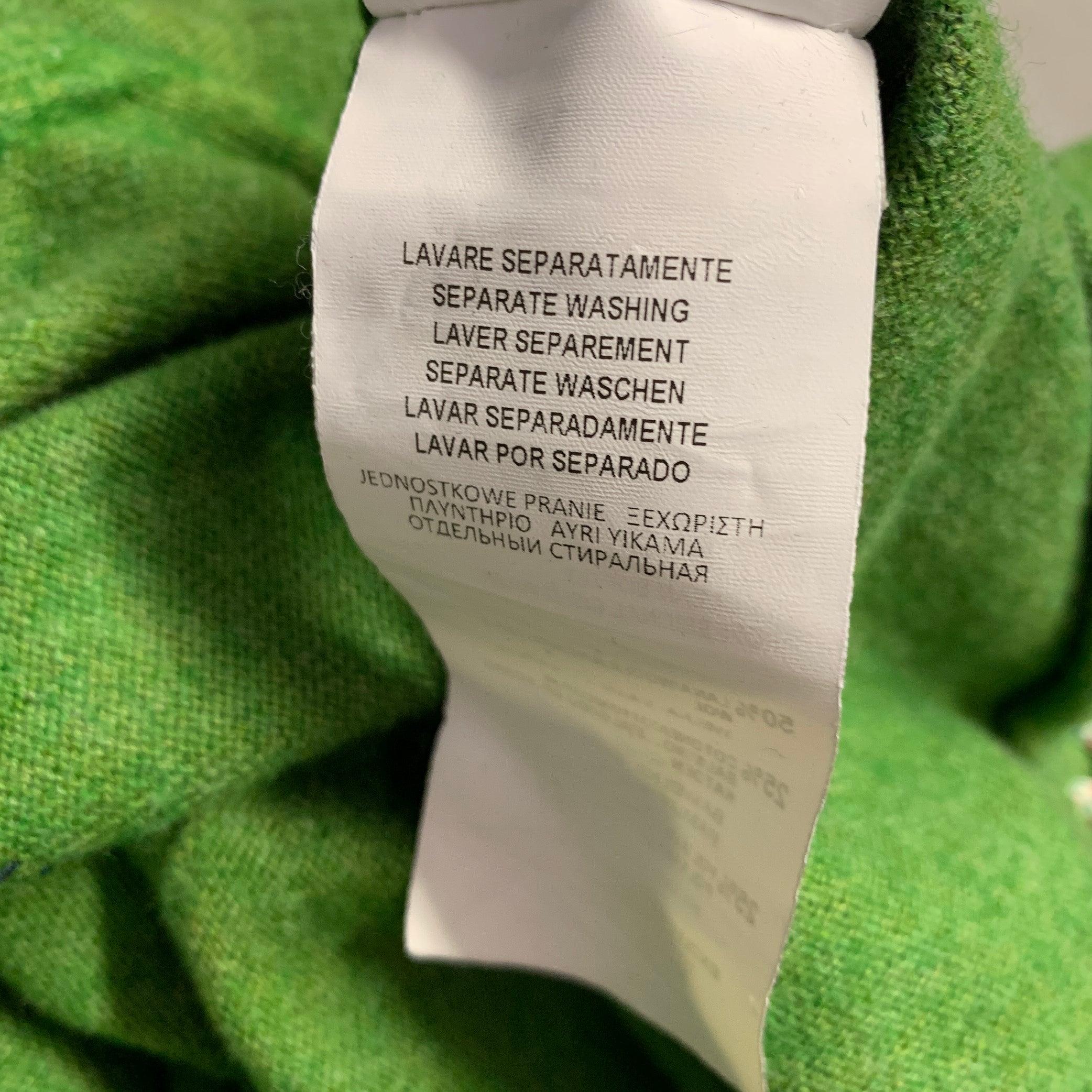 TRUSSARDI Size L Green Wool Blend Zip Up Cardigan For Sale 3