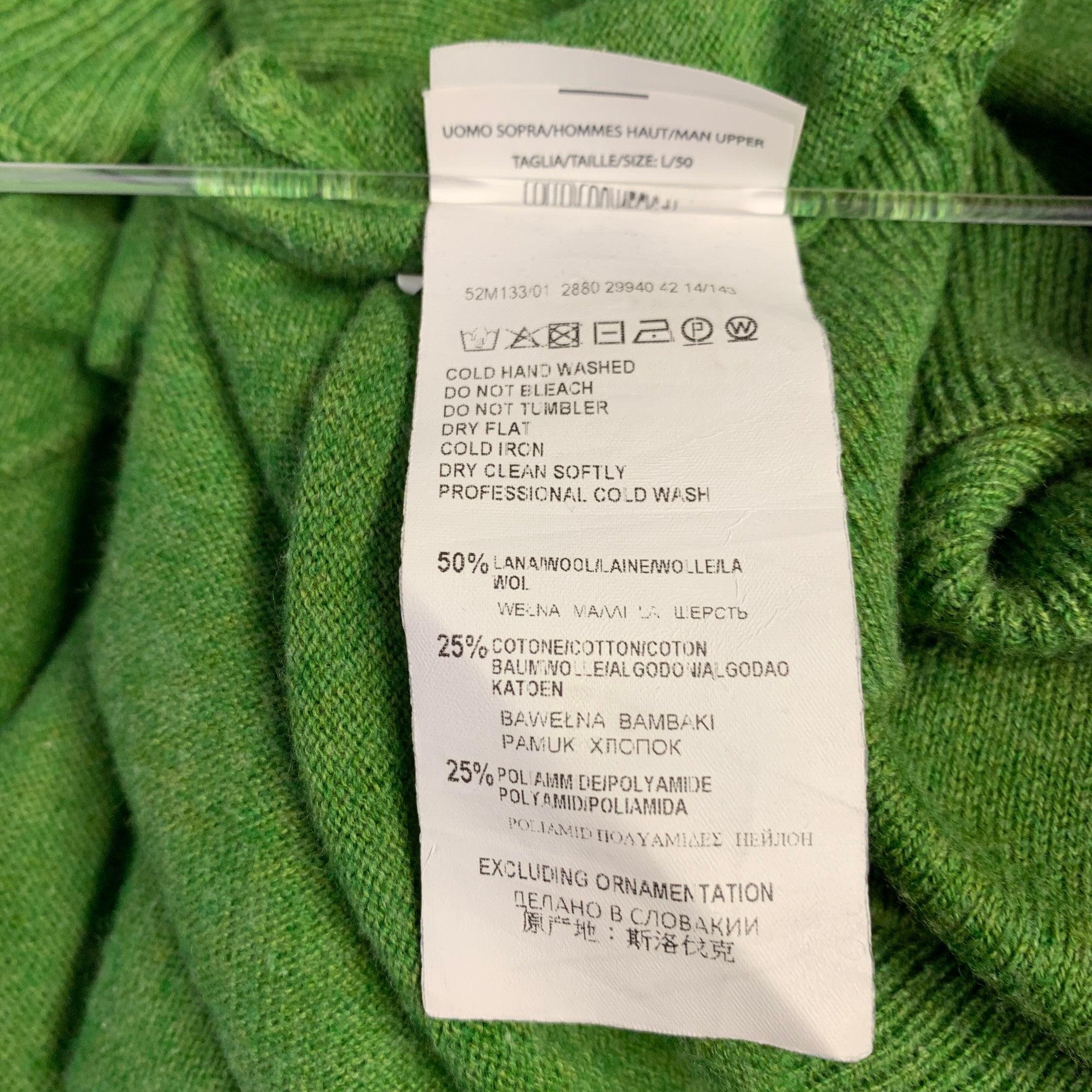 TRUSSARDI Size L Green Wool Blend Zip Up Cardigan For Sale 4