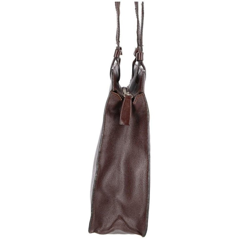 Trussardi Vintage brown leather 80s shoulder bag In Excellent Condition For Sale In Lugo (RA), IT