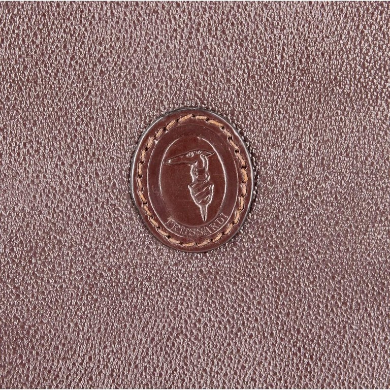 Trussardi Vintage brown leather 80s shoulder bag For Sale 2