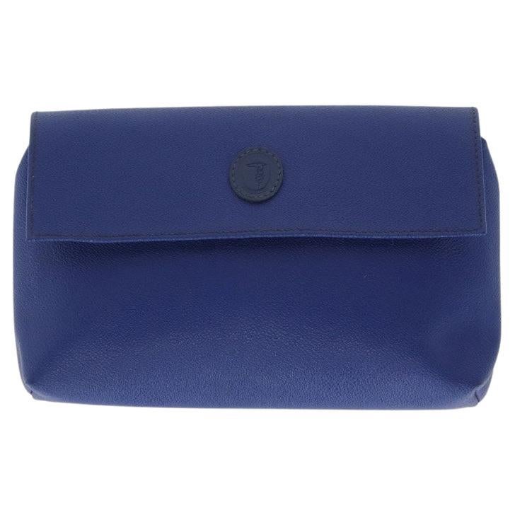 Trussardi Vintage electric blue grained leather 80s purse