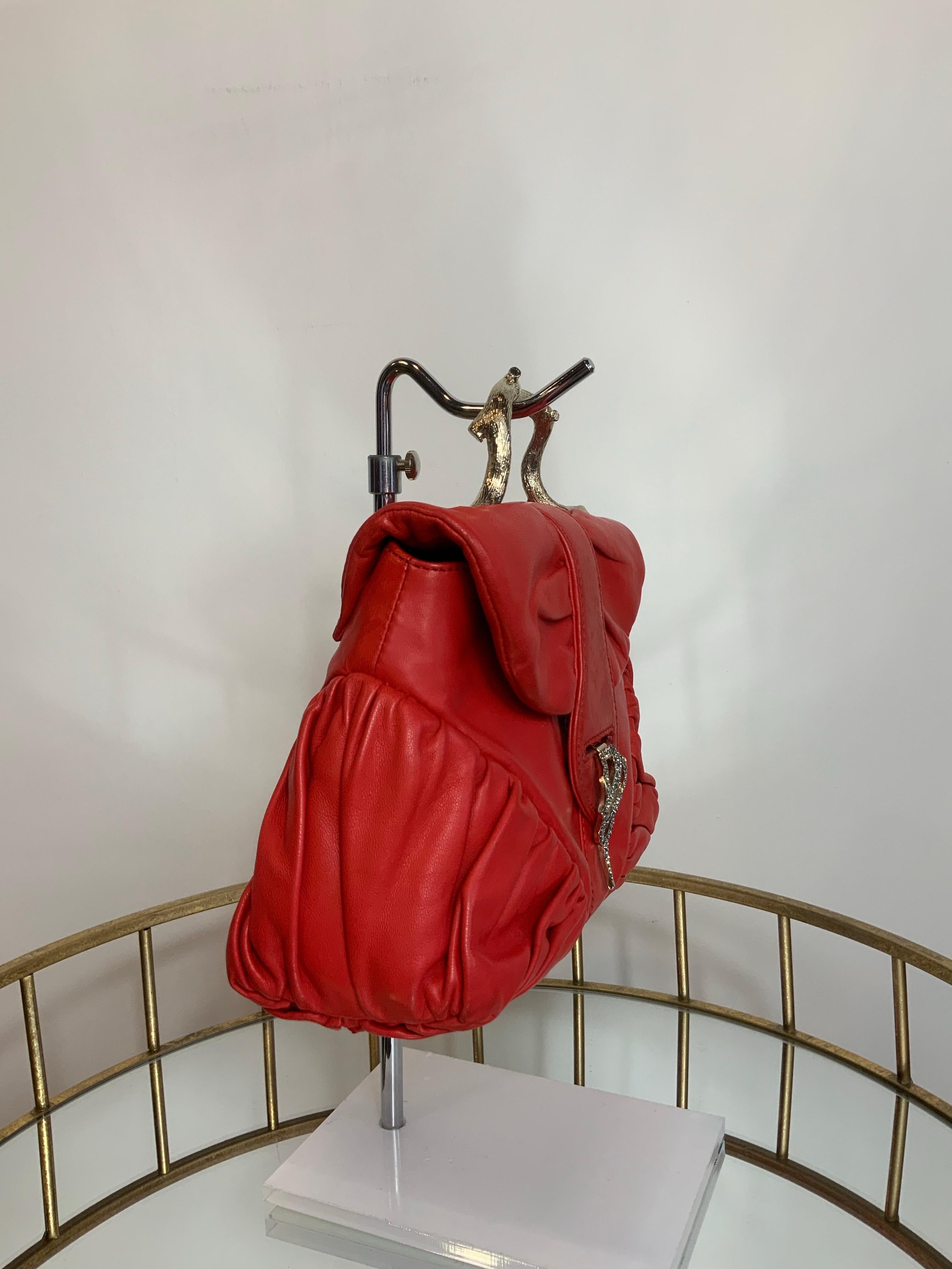 Rouge Trussardi sac en cuir vintage en vente